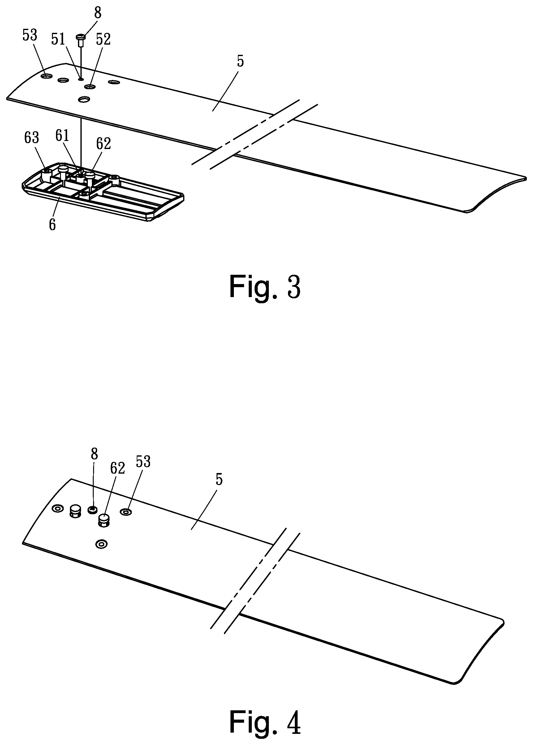Patent US12104614 Figure 2 – Quick installation ceiling fan blades