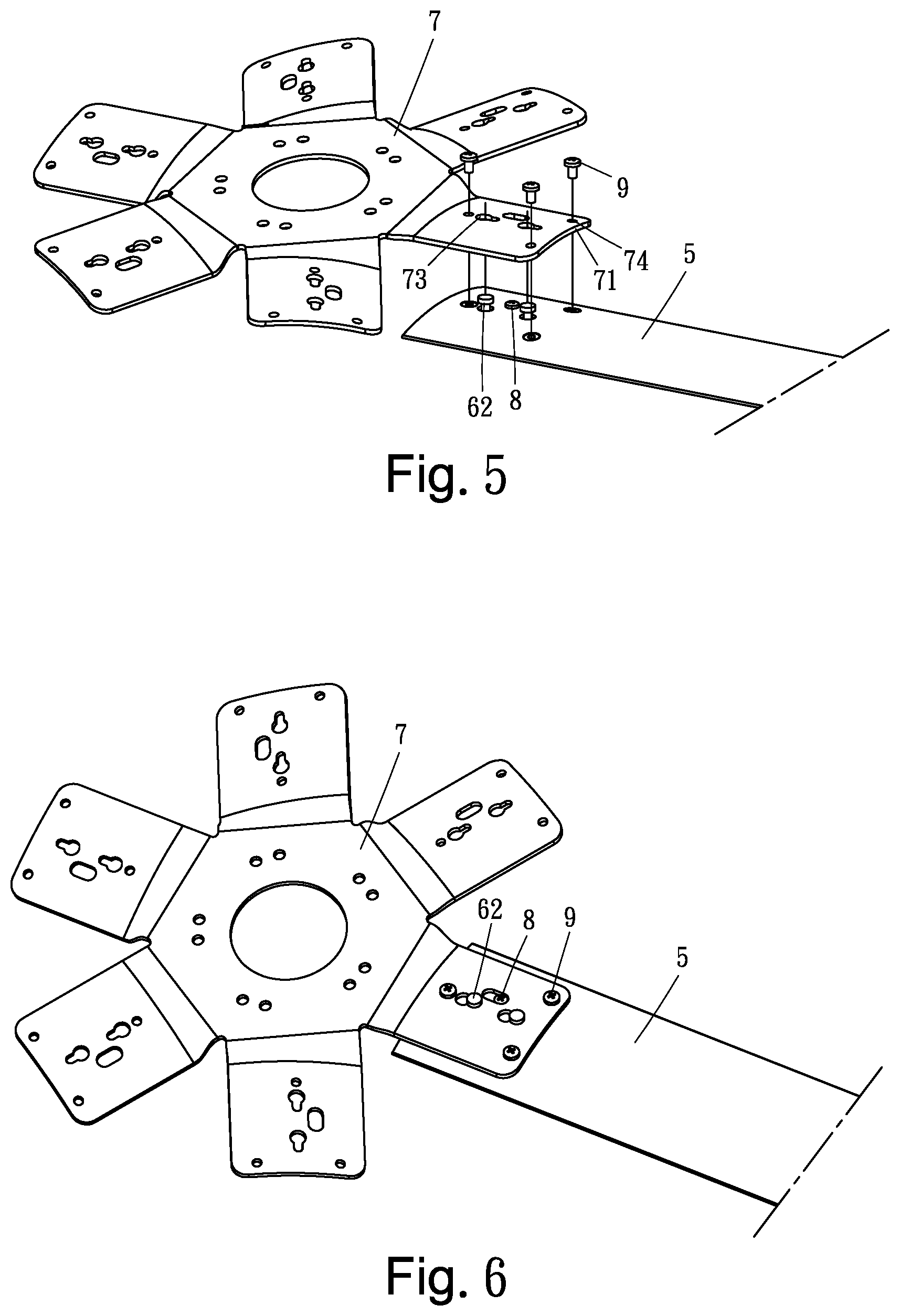 Patent US12104614 Figure 3 – Quick installation ceiling fan blades