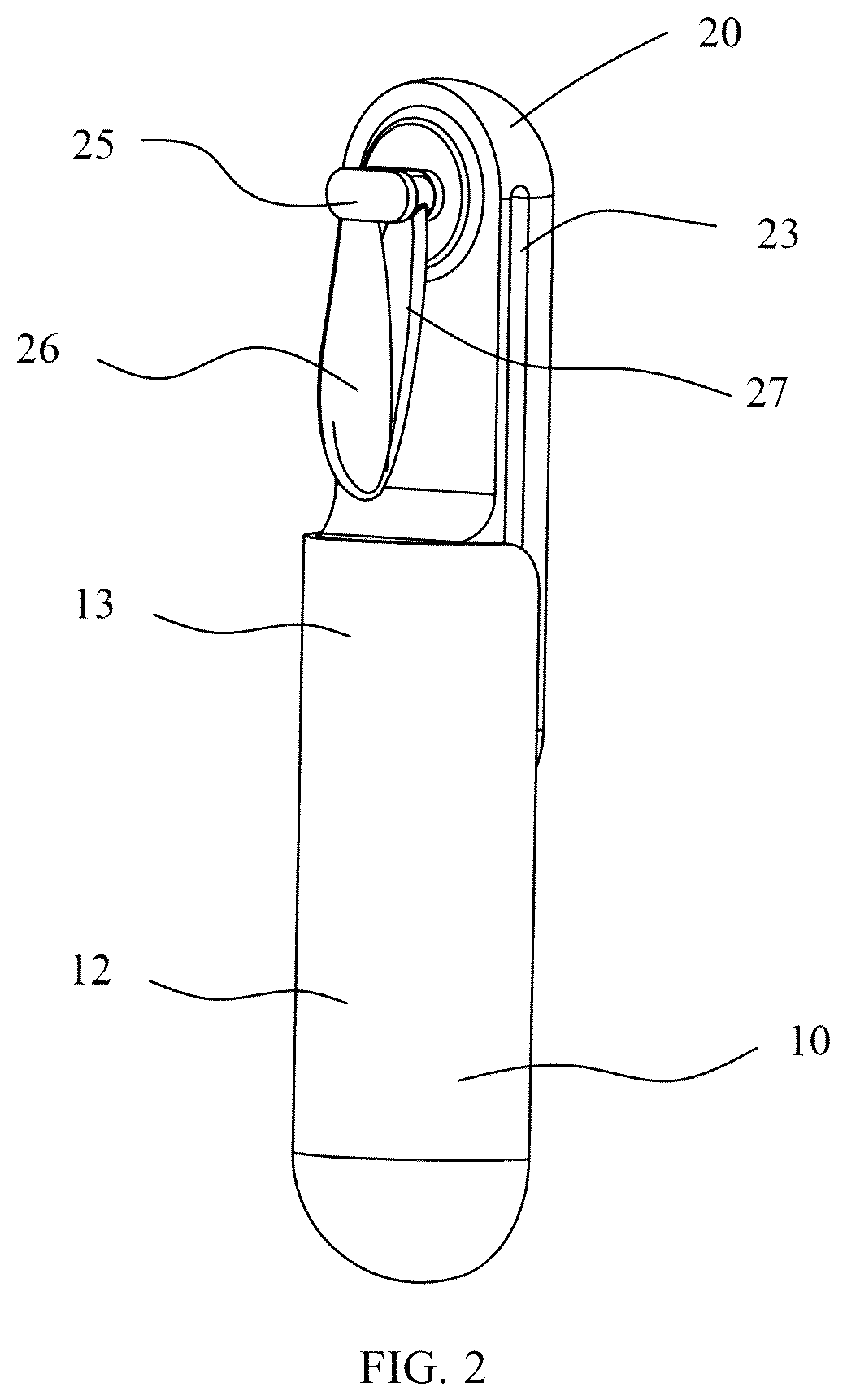 Patent US12104616 Figure 2 – Handheld fan