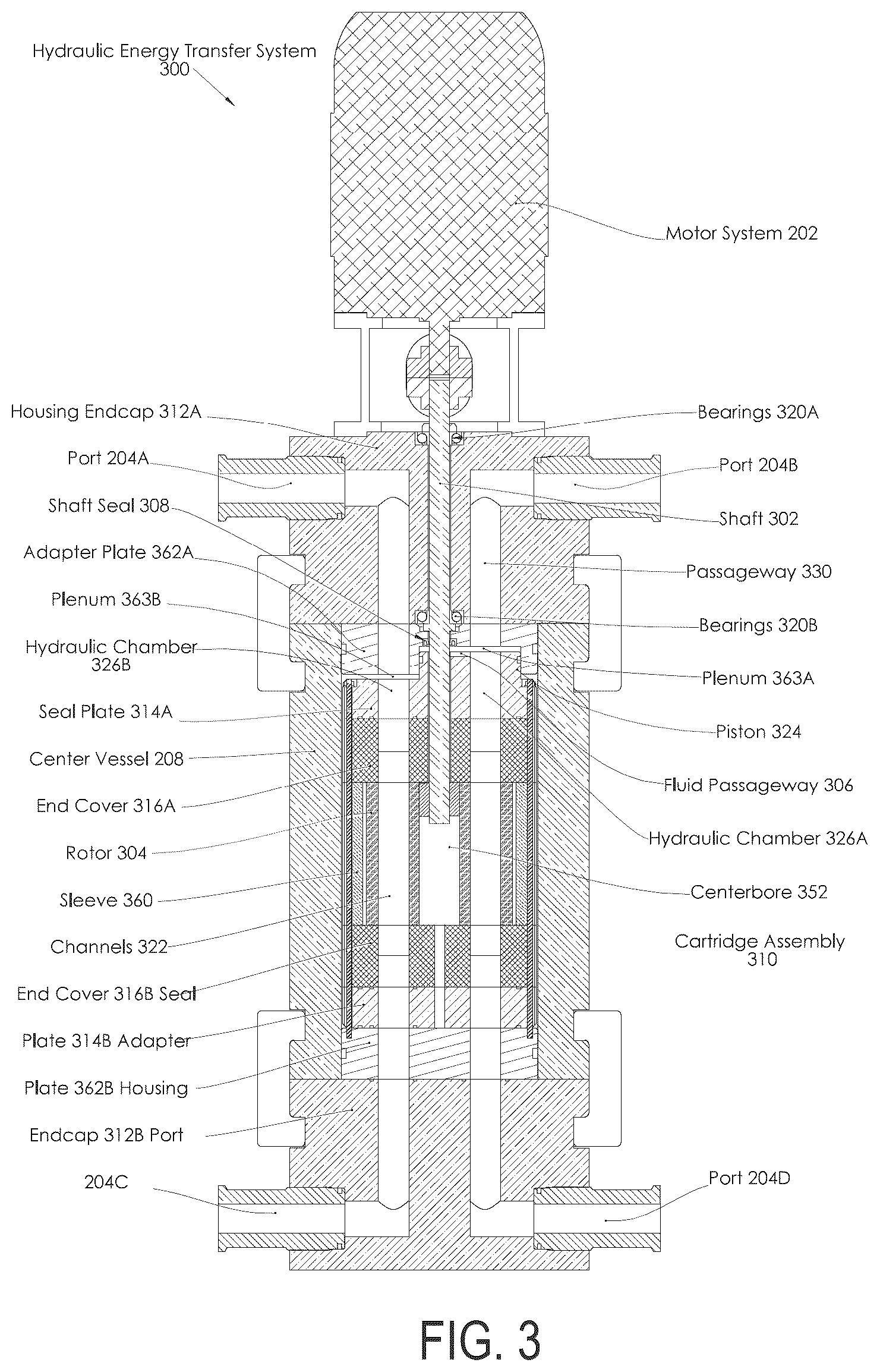 Patent US12104622 Figure 3 – Motorized pressure exchanger with a low-pressure centerbore