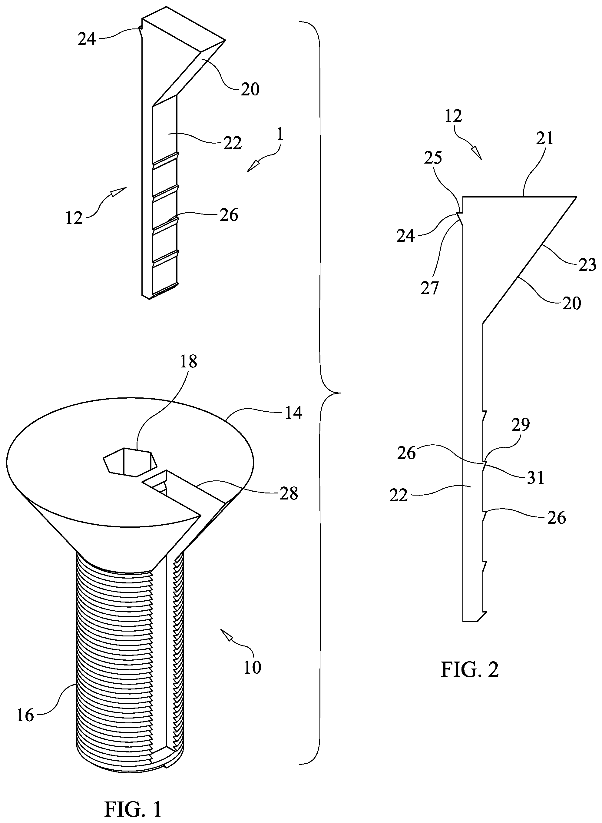 Patent US12104637 Figure 1 – Locking fastener utilizing an inserted key