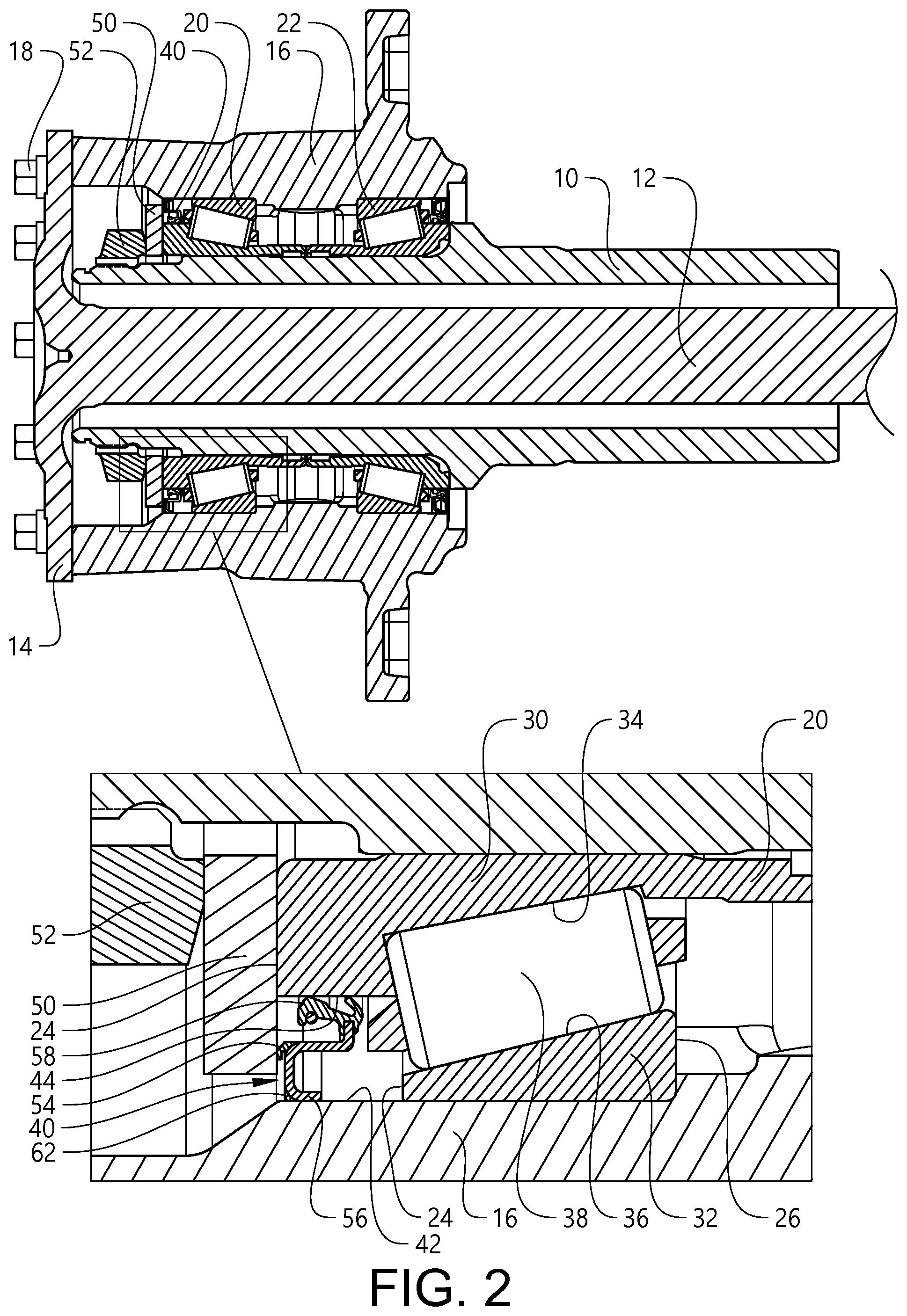 Patent US12104649 Figure 2 – Wheel bearing sealing arrangement and a vehicle