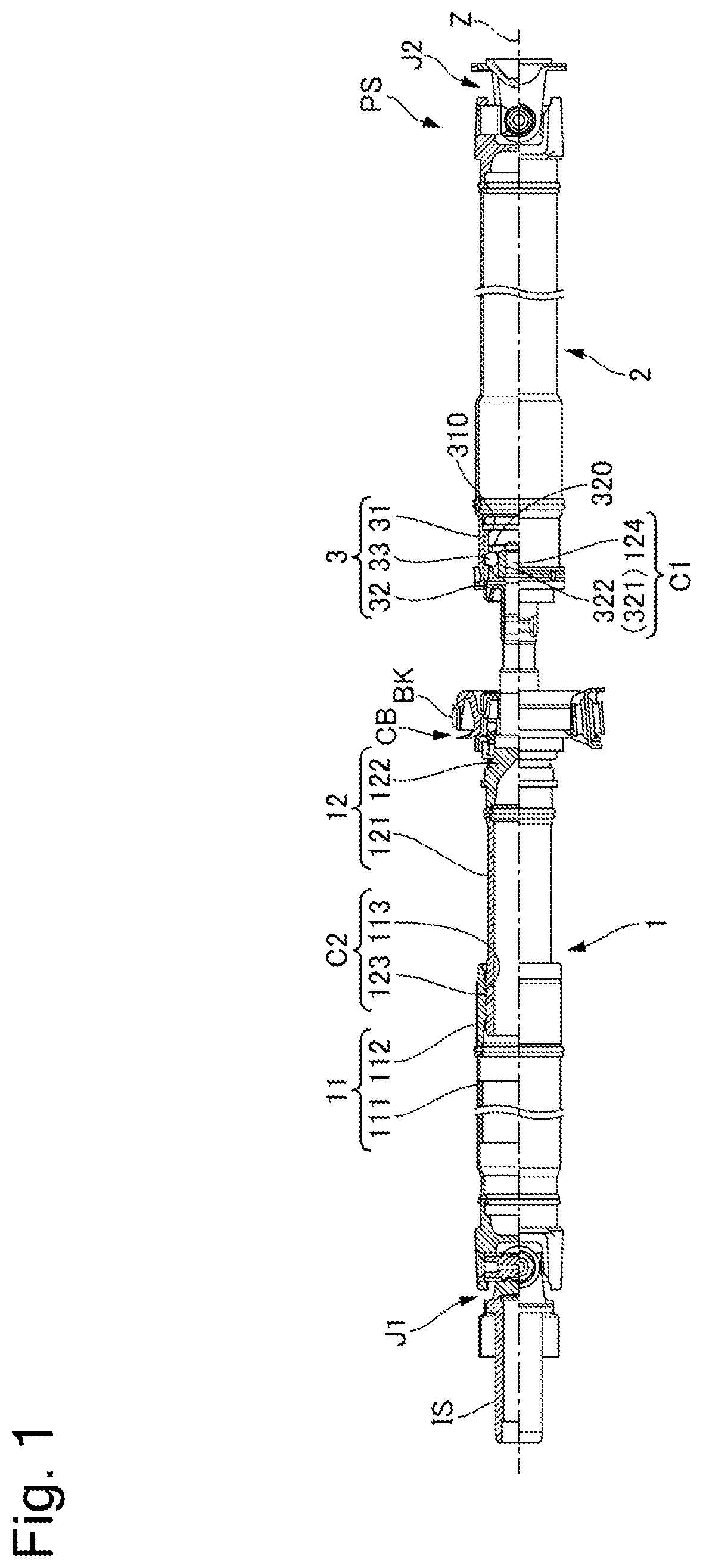 Patent US12104652 Figure 1 – Power transmission shaft and method for manufacturing the same