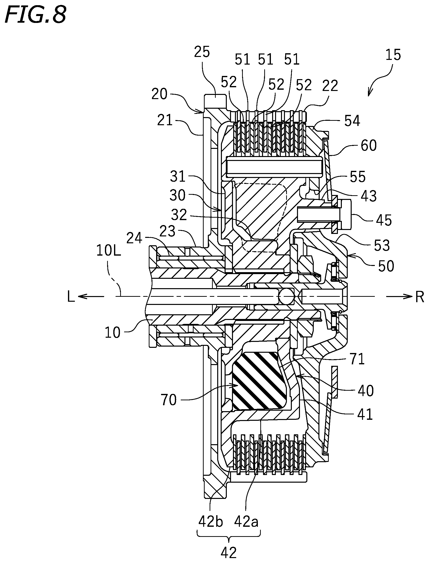 Patent US12104653 Figure 6 – Friction clutch and straddled vehicle including the same