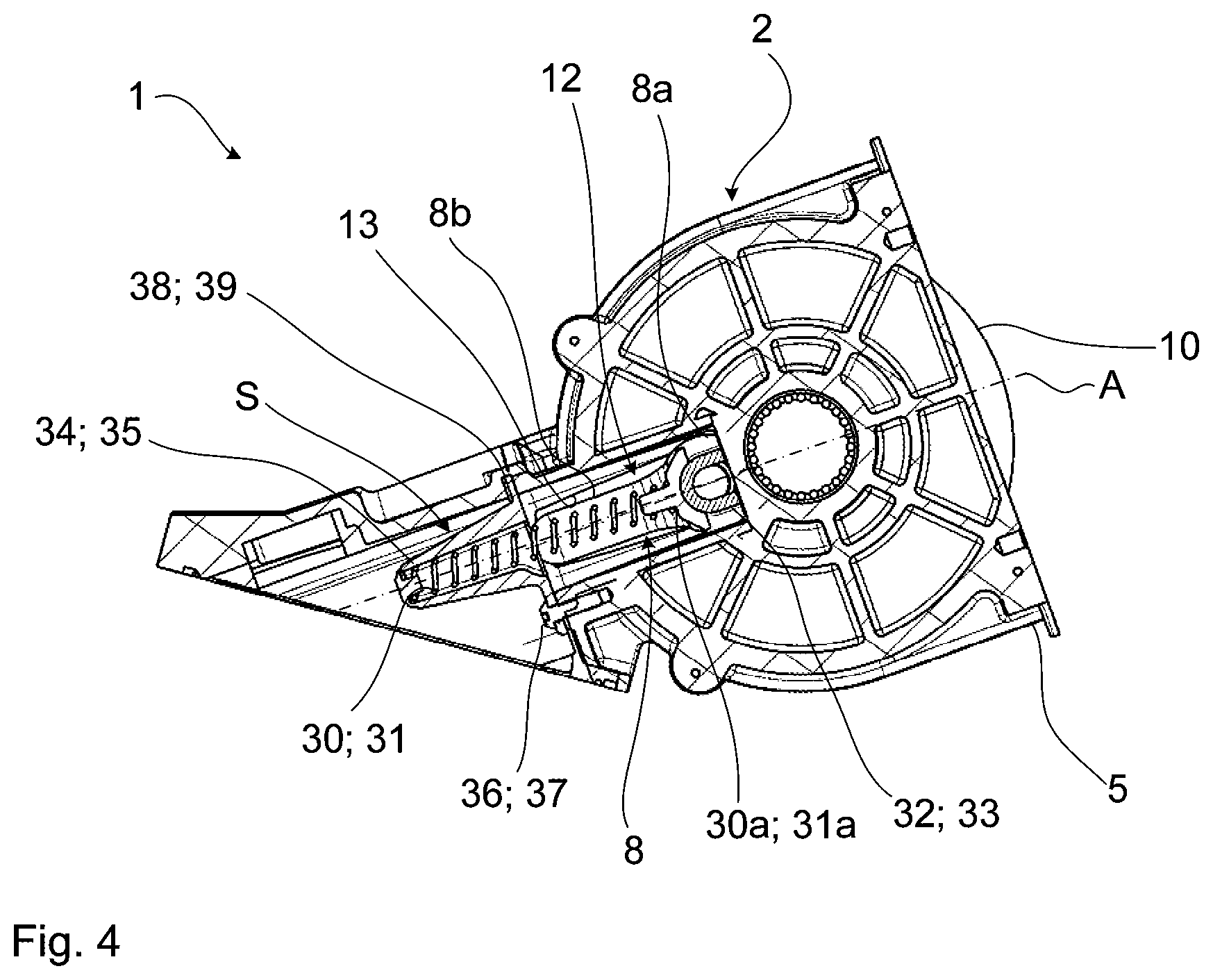 Patent US12104665 Figure 5 – Disc brake having an electromechanical actuator