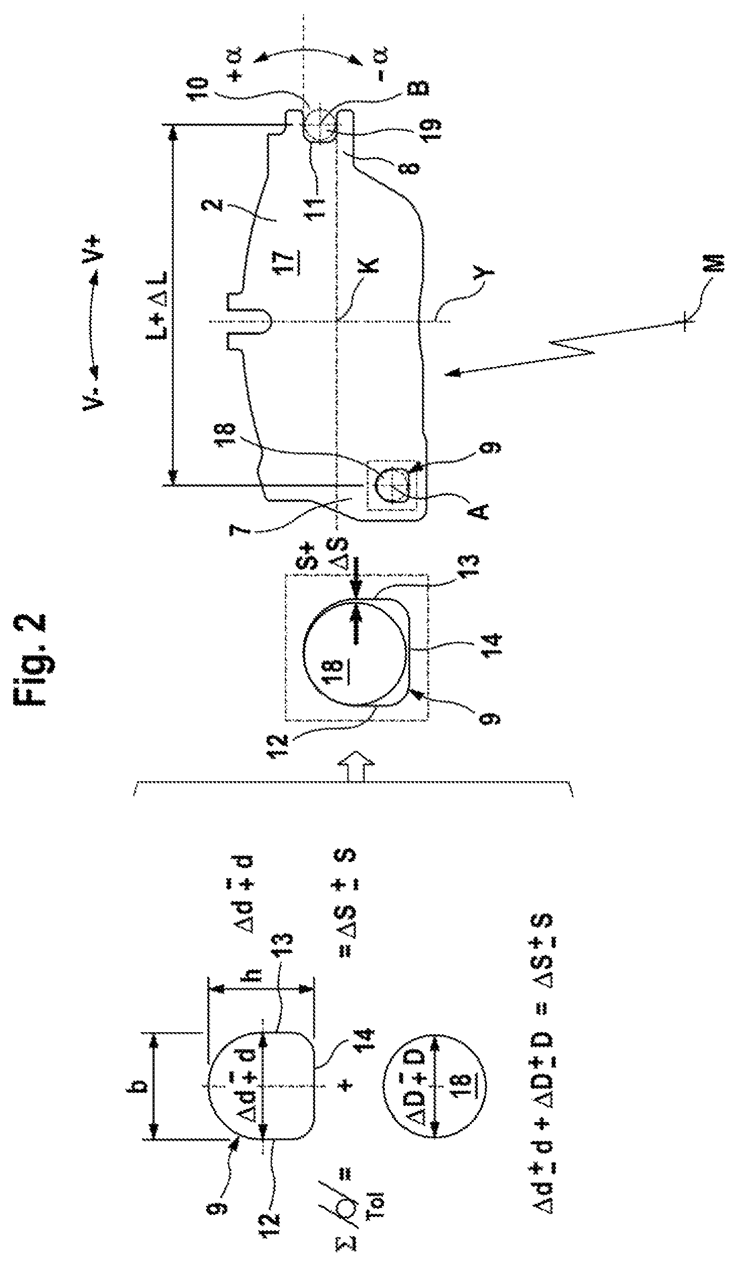 Patent US12104668 Figure 2 – Disc brake lining, assembled depending on the direction of rotation, for a fixed caliper disc brake