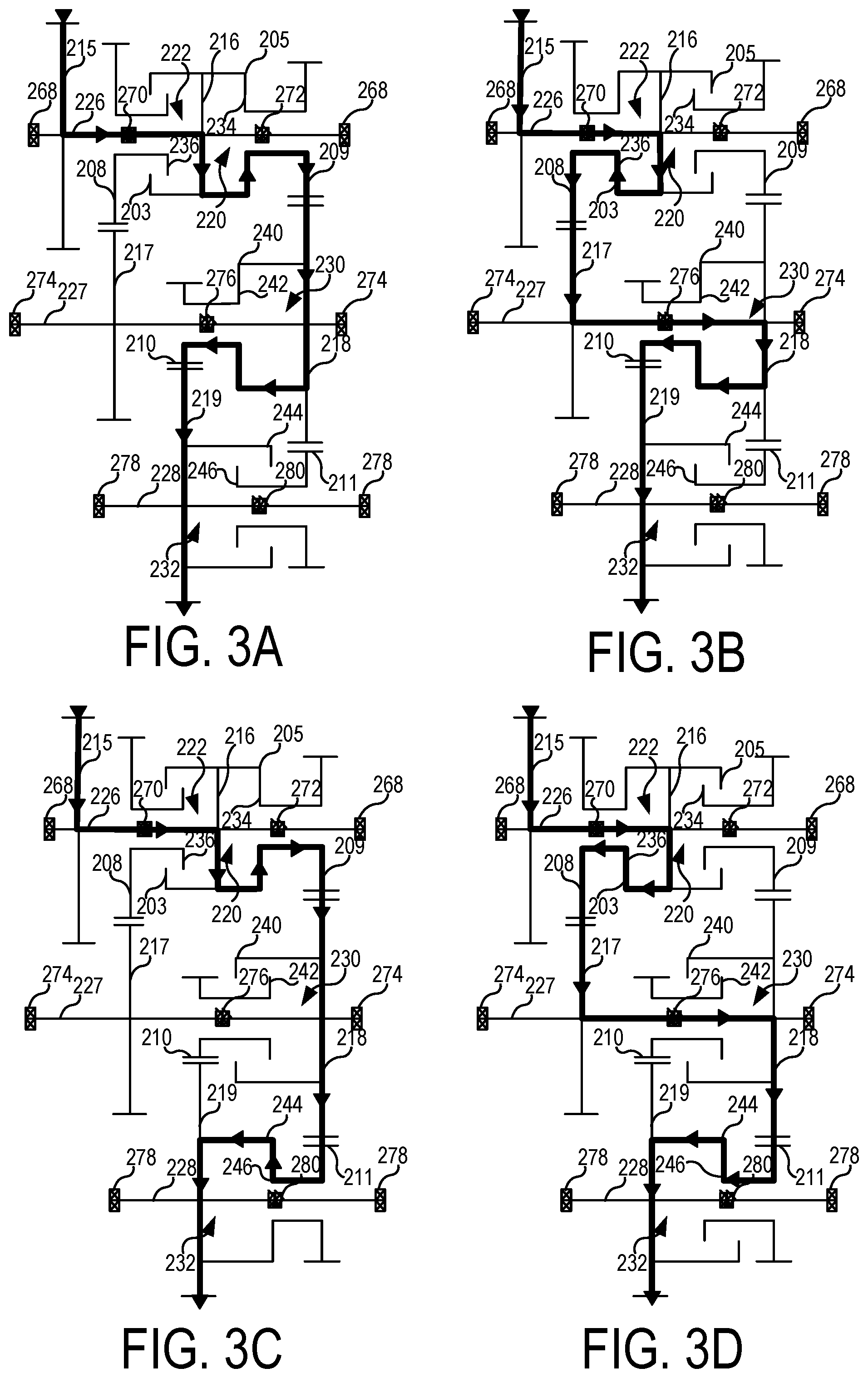 Patent US12104681 Figure 4 – Four speed countershaft transmission