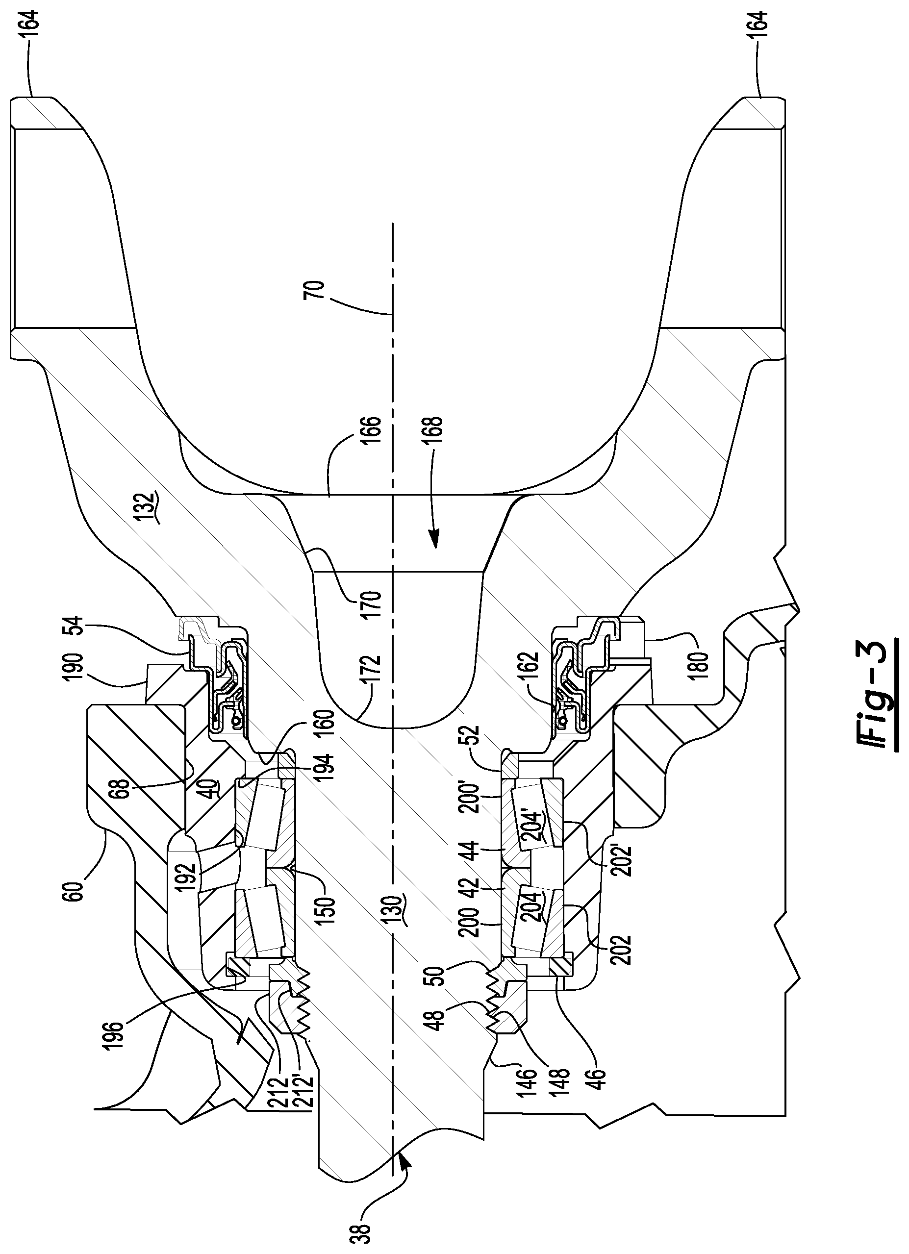 Patent US12104685 Figure 3 – Axle assembly and a unitary yoke-shaft