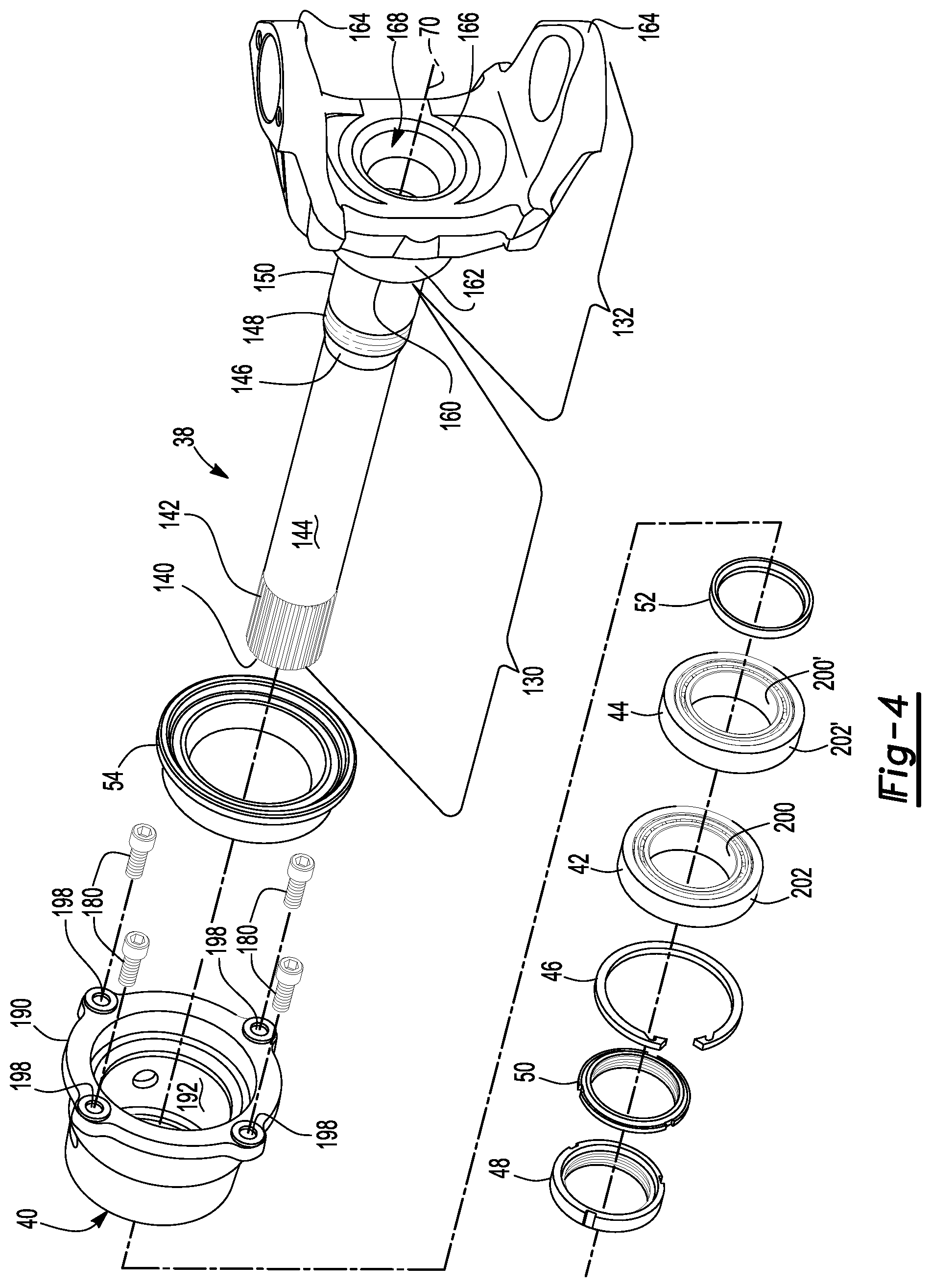 Patent US12104685 Figure 4 – Axle assembly and a unitary yoke-shaft