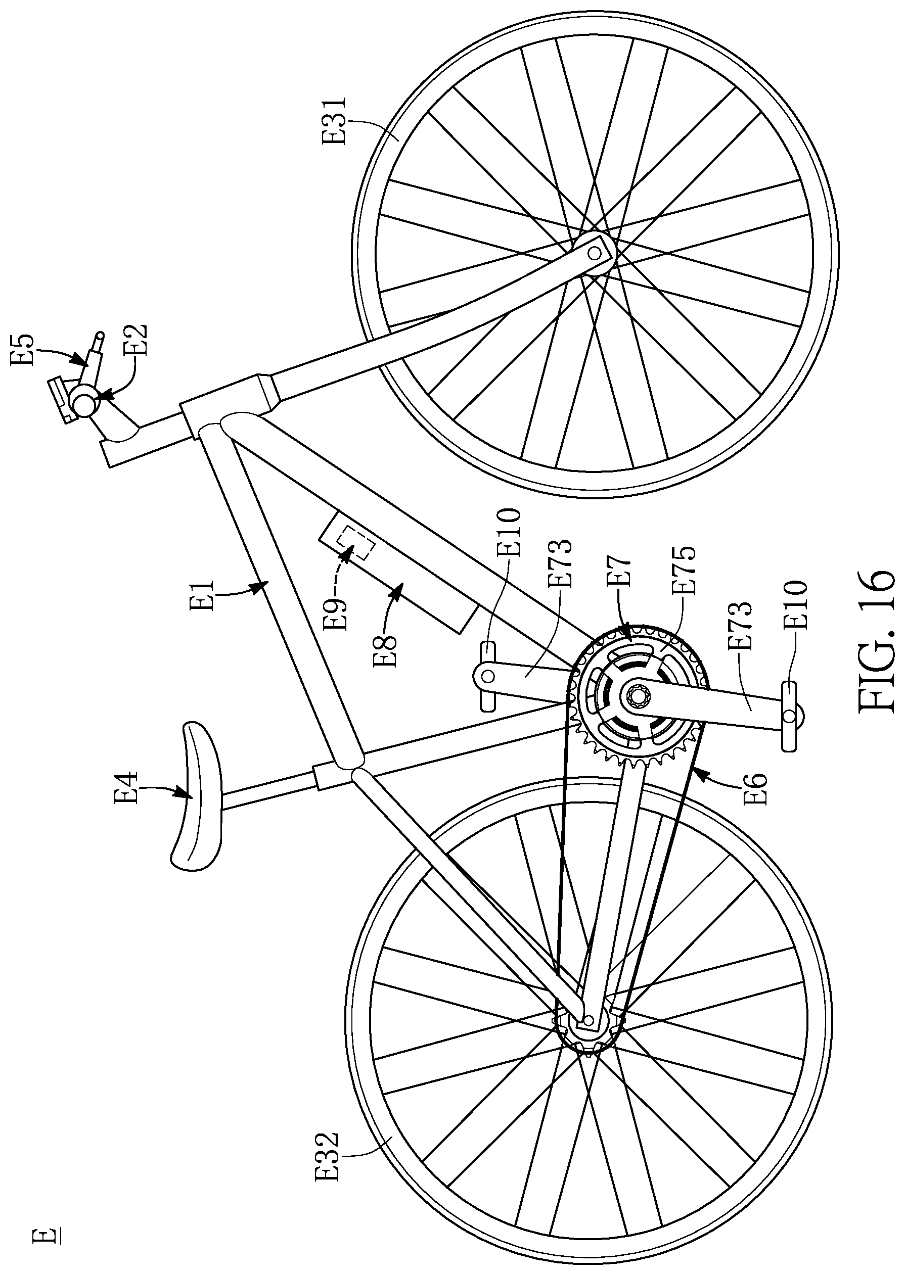 Patent US12104686 Figure 16 – Dynamic power device, automatic mobile vehicle, transfer apparatus, dynamic power supply system, and electric bicycle