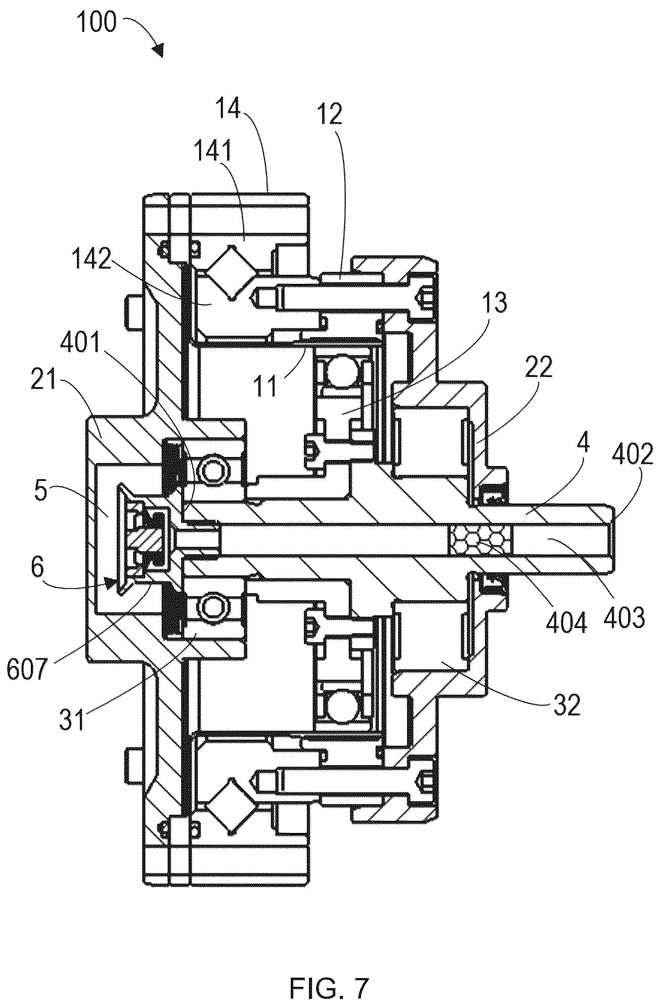 Patent US12104687 Figure 7 – Harmonic reducer with structure to prevent pressure buildup and industrial robot