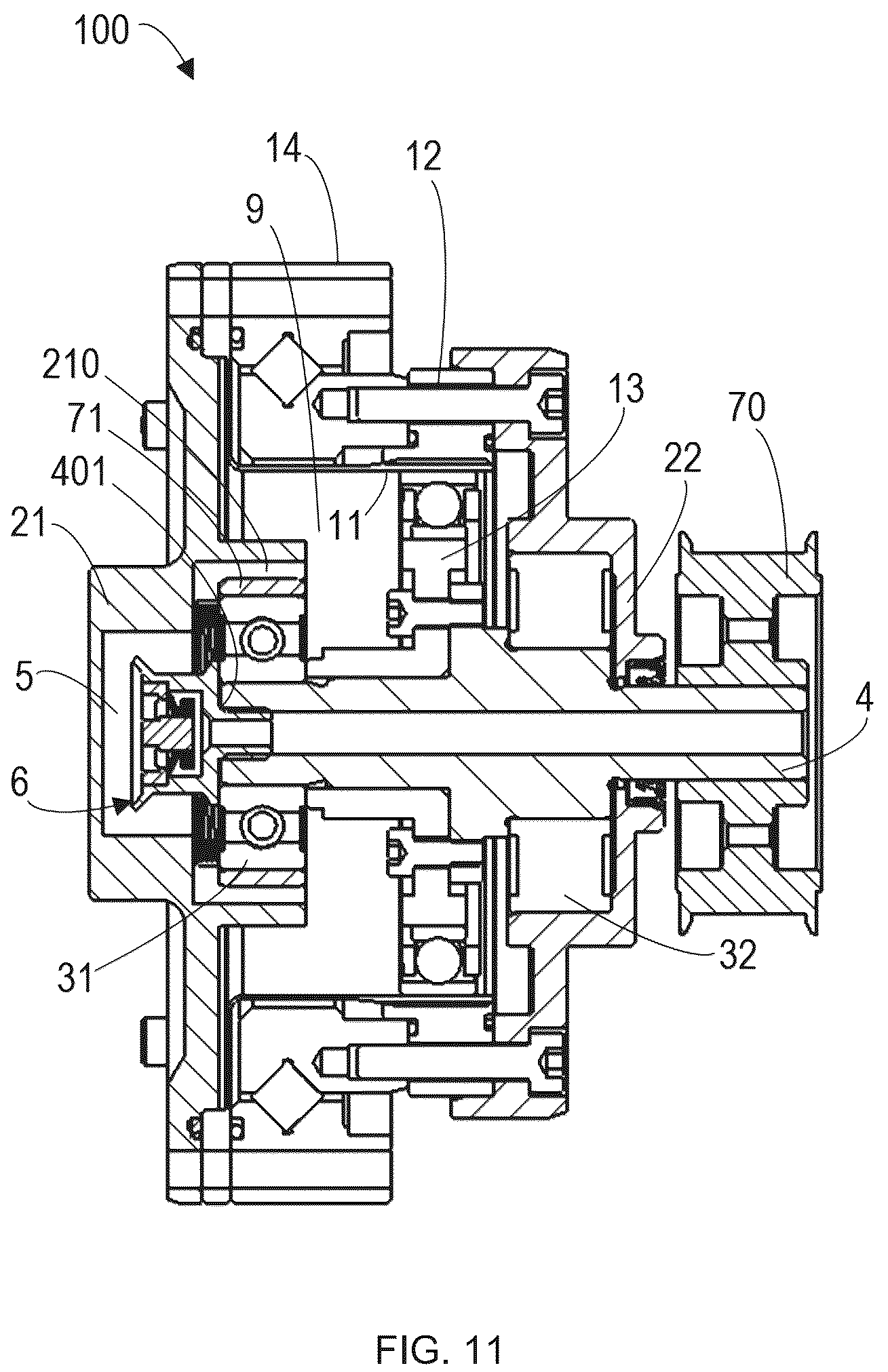 Patent US12104687 Figure 11 – Harmonic reducer with structure to prevent pressure buildup and industrial robot