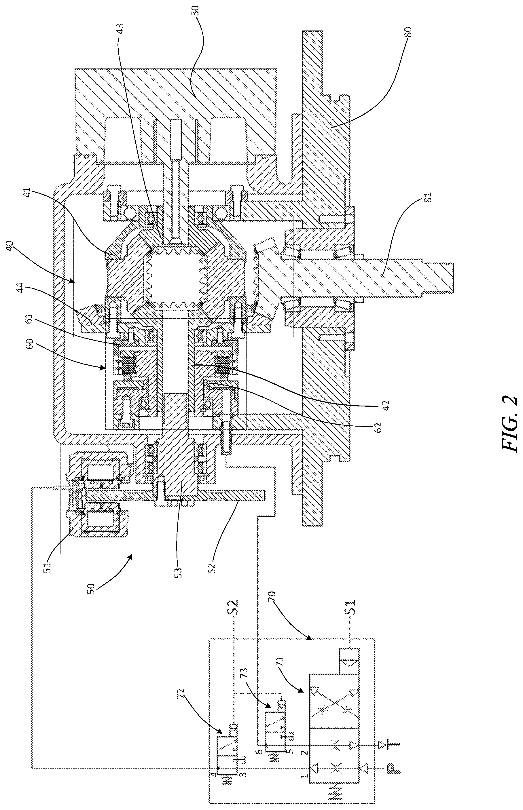 Patent US12104689 Figure 2 – Control device for gearbox