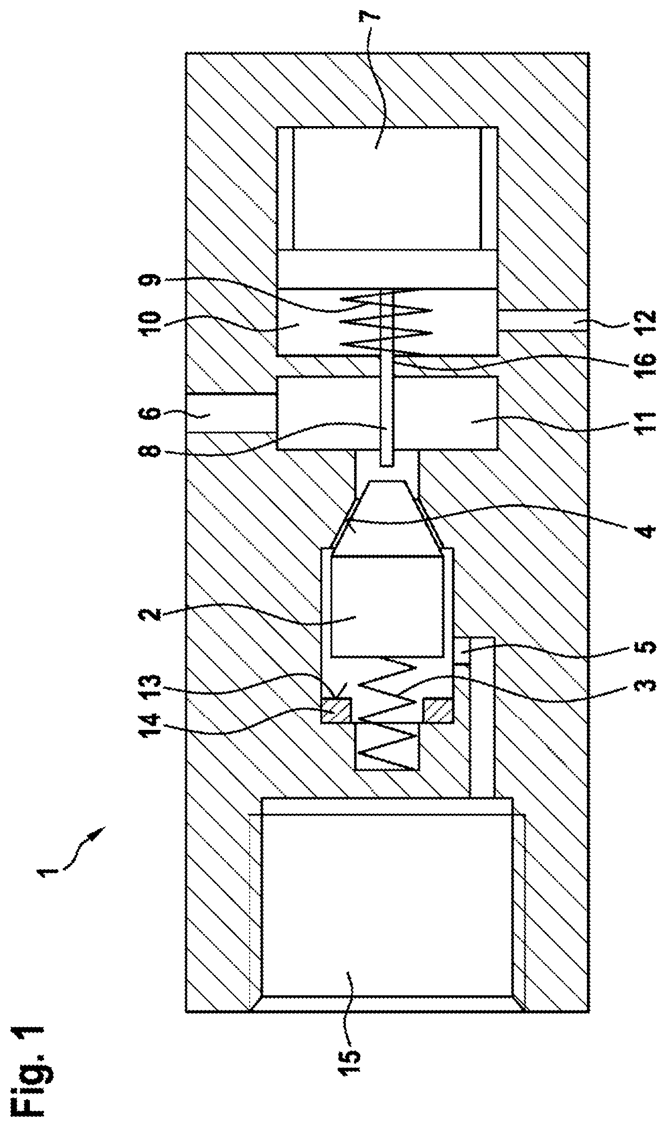 Patent US12104700 Figure 1 – Shut-off valve for a pressurized-gas vessel, pressurized-gas vessel