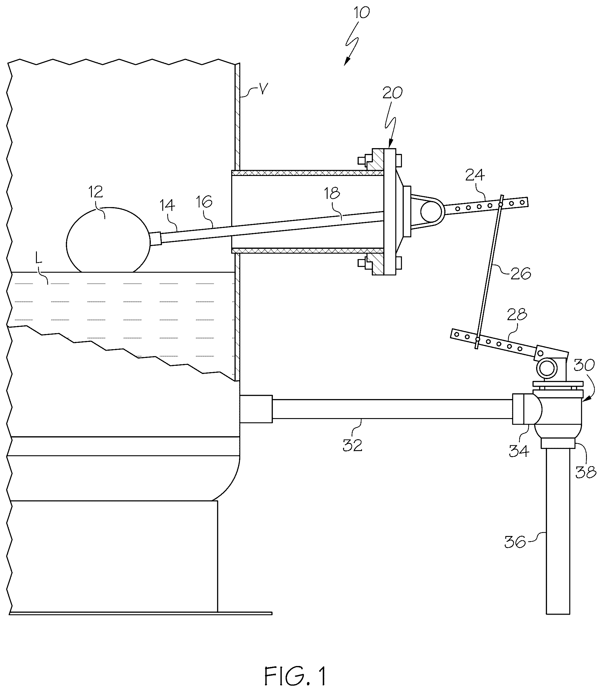 Patent US12104712 — Lever operated dump valve with improved accuracy — Figure 1