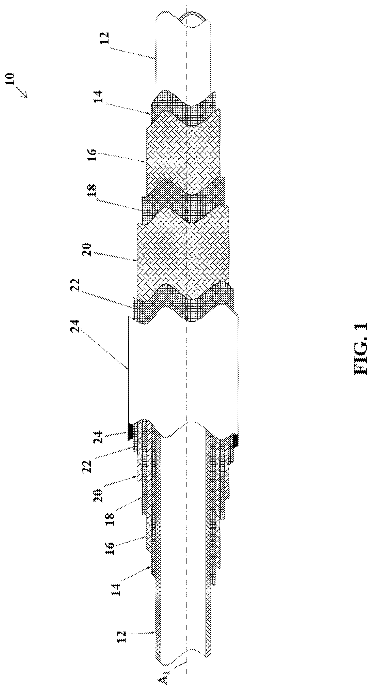 Patent US12104718 Figure 1 – Fiber reinforced hoses, composite materials and articles, and related methods
