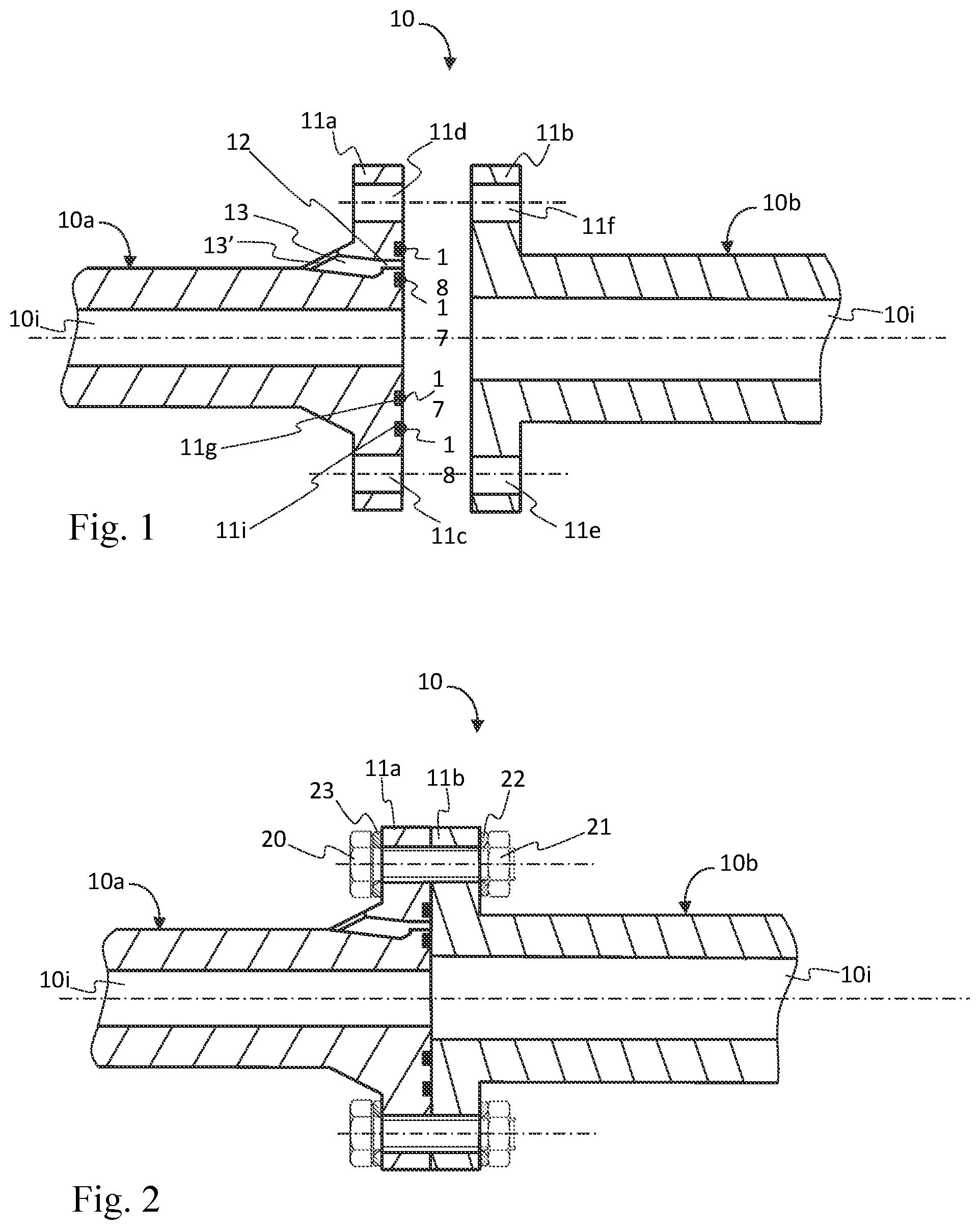 Patent US12104724 Figure 1 – Optimized connection assembly between two portions of a cryogenic line, comprising a double sealing barrier, a fluid expansion chamber and a detector for detecting the presence of the fluid in said chamber