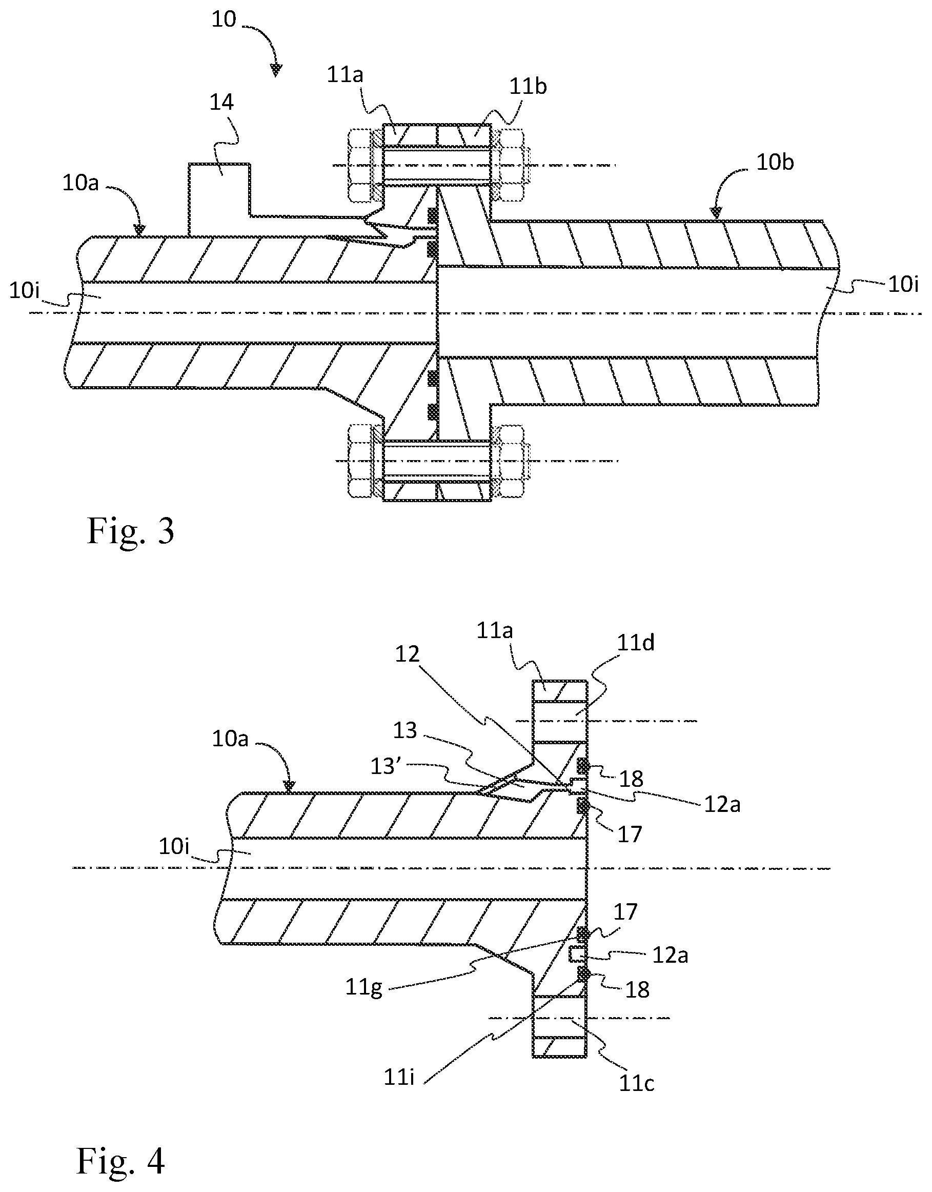Patent US12104724 Figure 2 – Optimized connection assembly between two portions of a cryogenic line, comprising a double sealing barrier, a fluid expansion chamber and a detector for detecting the presence of the fluid in said chamber