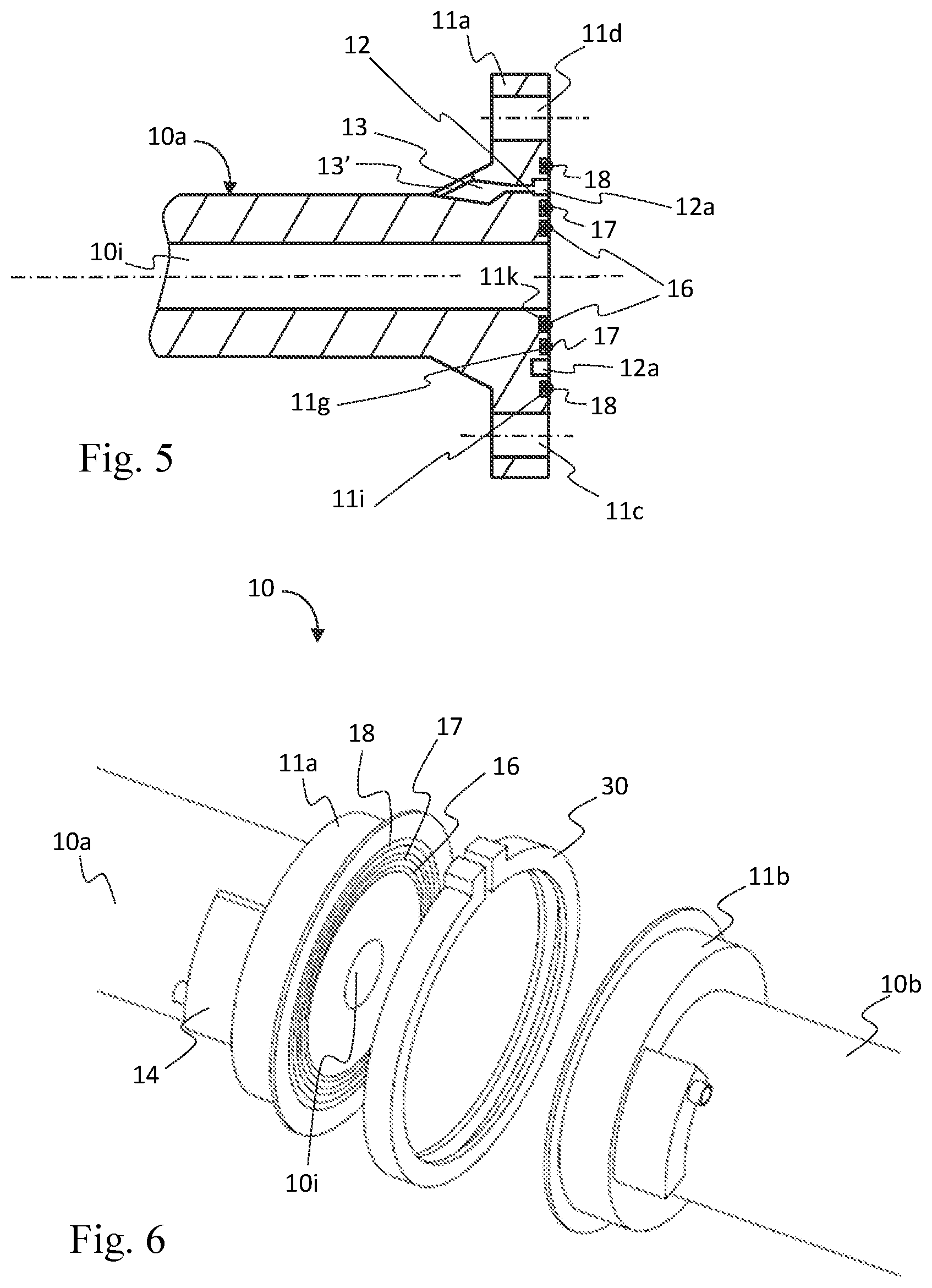 Patent US12104724 Figure 3 – Optimized connection assembly between two portions of a cryogenic line, comprising a double sealing barrier, a fluid expansion chamber and a detector for detecting the presence of the fluid in said chamber