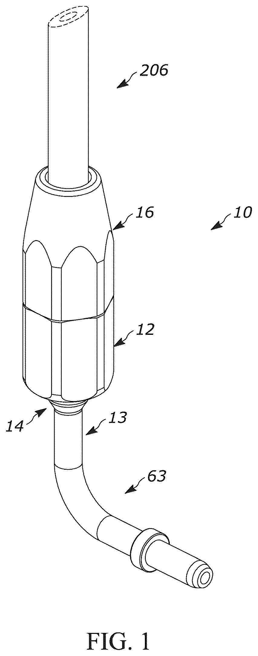 Patent US12104728 Figure 1 – Pivotable hose connector and hydraulic cylinder having a pivotable hose suitable for use in association with convertible tops