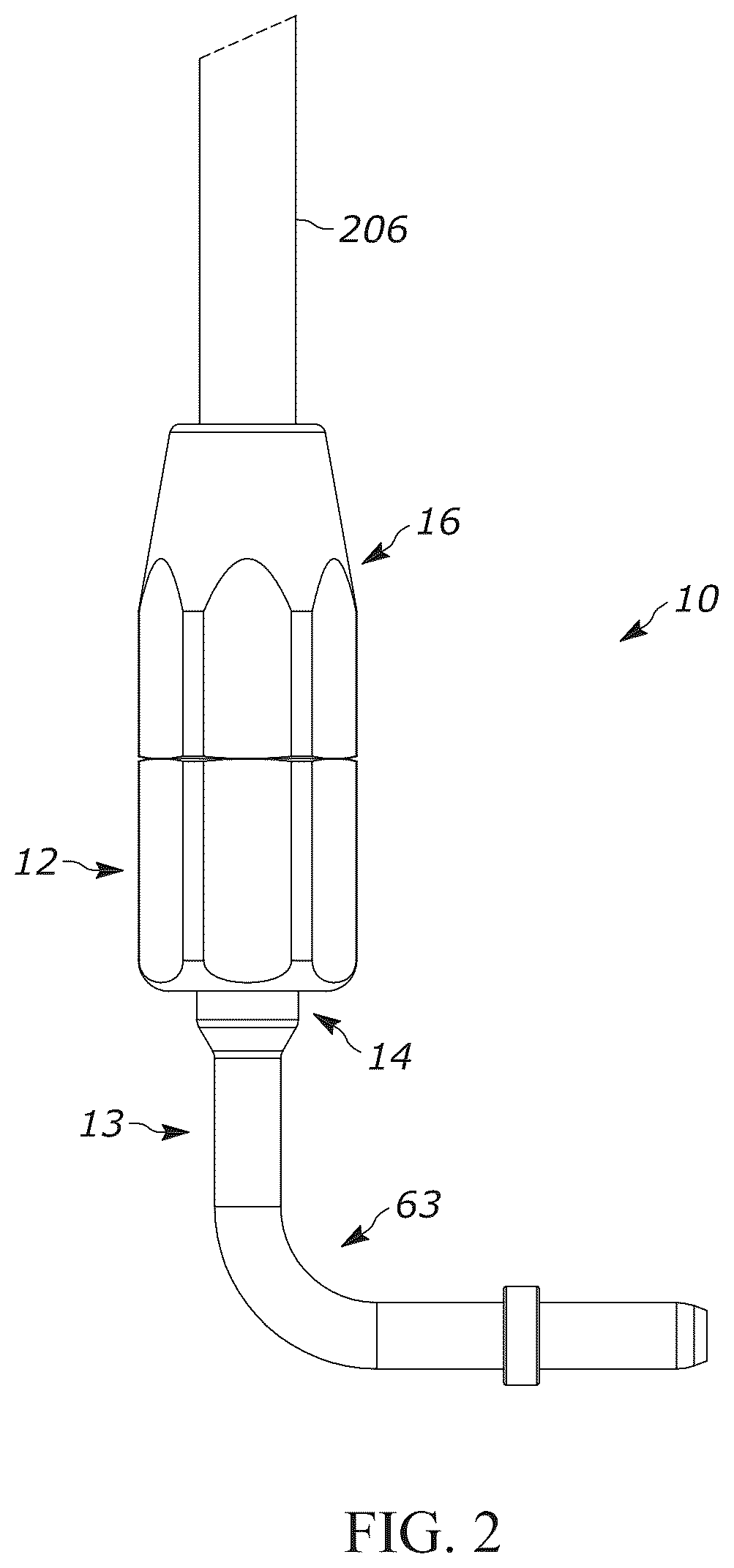 Patent US12104728 Figure 2 – Pivotable hose connector and hydraulic cylinder having a pivotable hose suitable for use in association with convertible tops