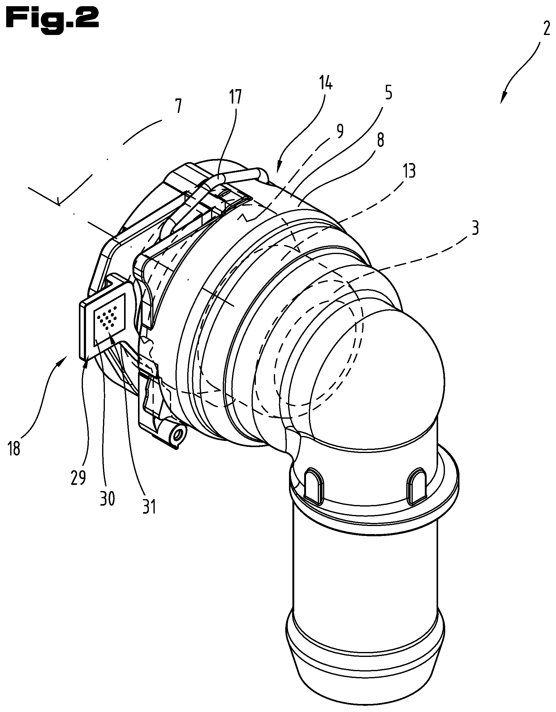 Patent US12104732 Figure 2 – Plug-in connector for connecting pipes for liquid or gaseous media