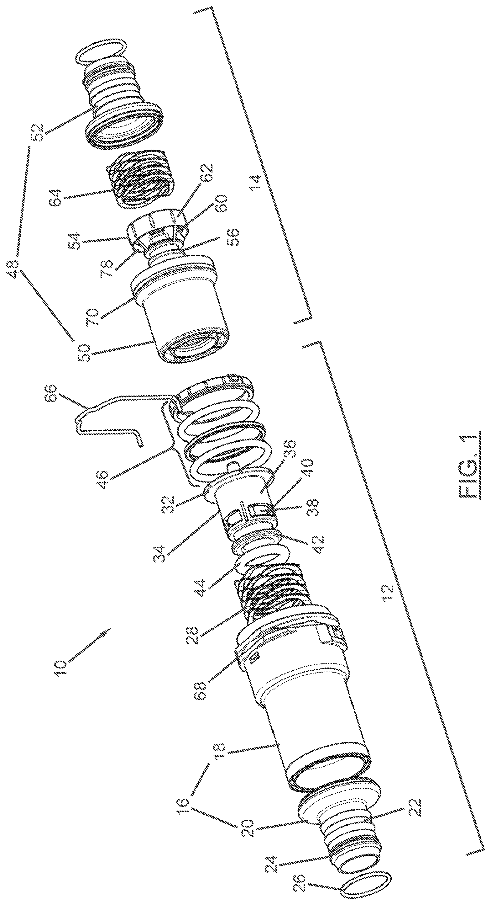 Patent US12104734 — Receiving unit of a coupling device for fluid lines — Figure 1