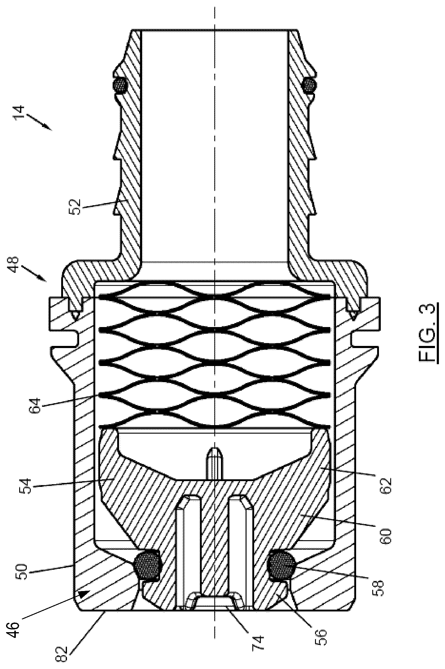 Patent US12104734 Figure 3 – Receiving unit of a coupling device for fluid lines