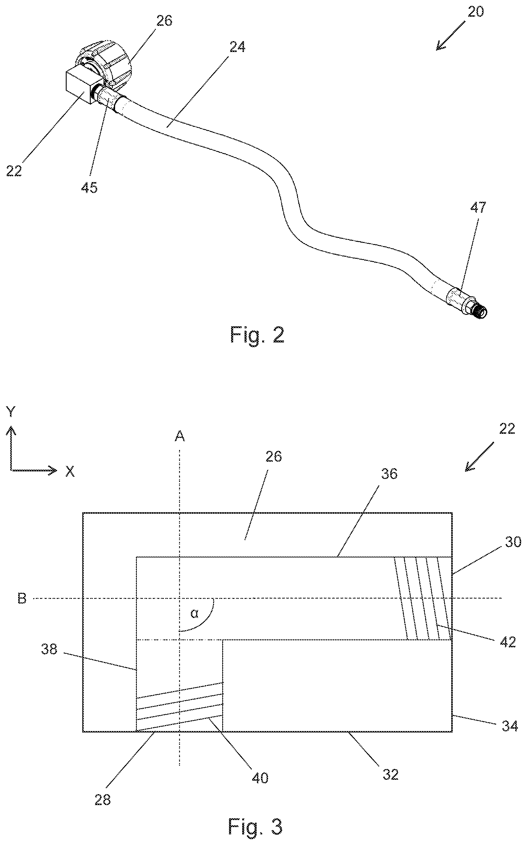 Patent US12104736 Figure 2 – Pigtail hose with elbow fitting