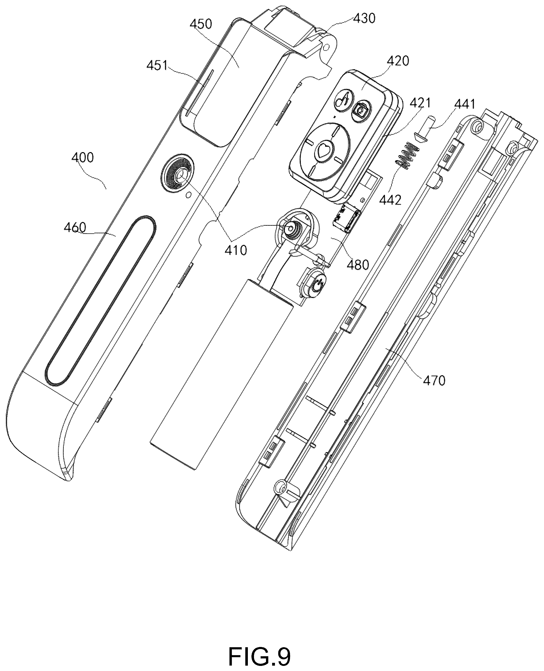 Patent US12104742 Figure 9 – Mobile device holder for tracking shots