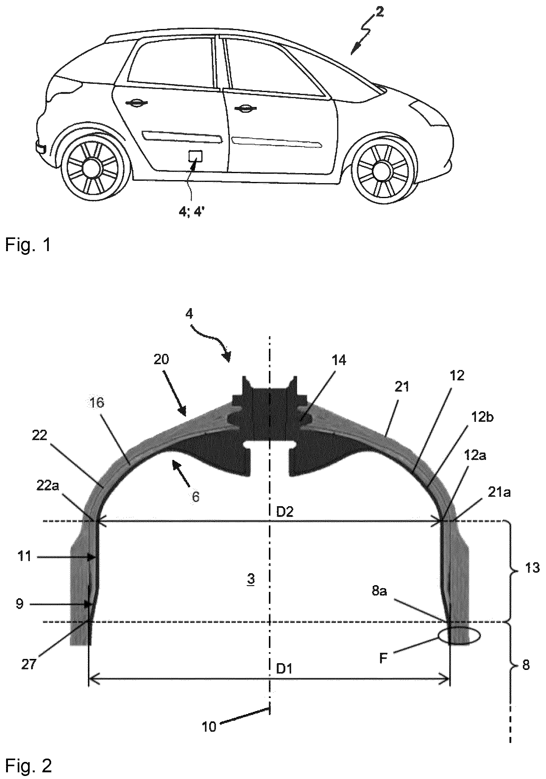 Patent US12104748 Figure 1 – Pressure vessel with optimized outer composite structure