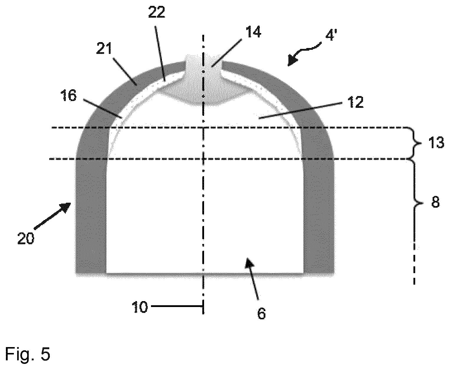 Patent US12104748 Figure 3 – Pressure vessel with optimized outer composite structure
