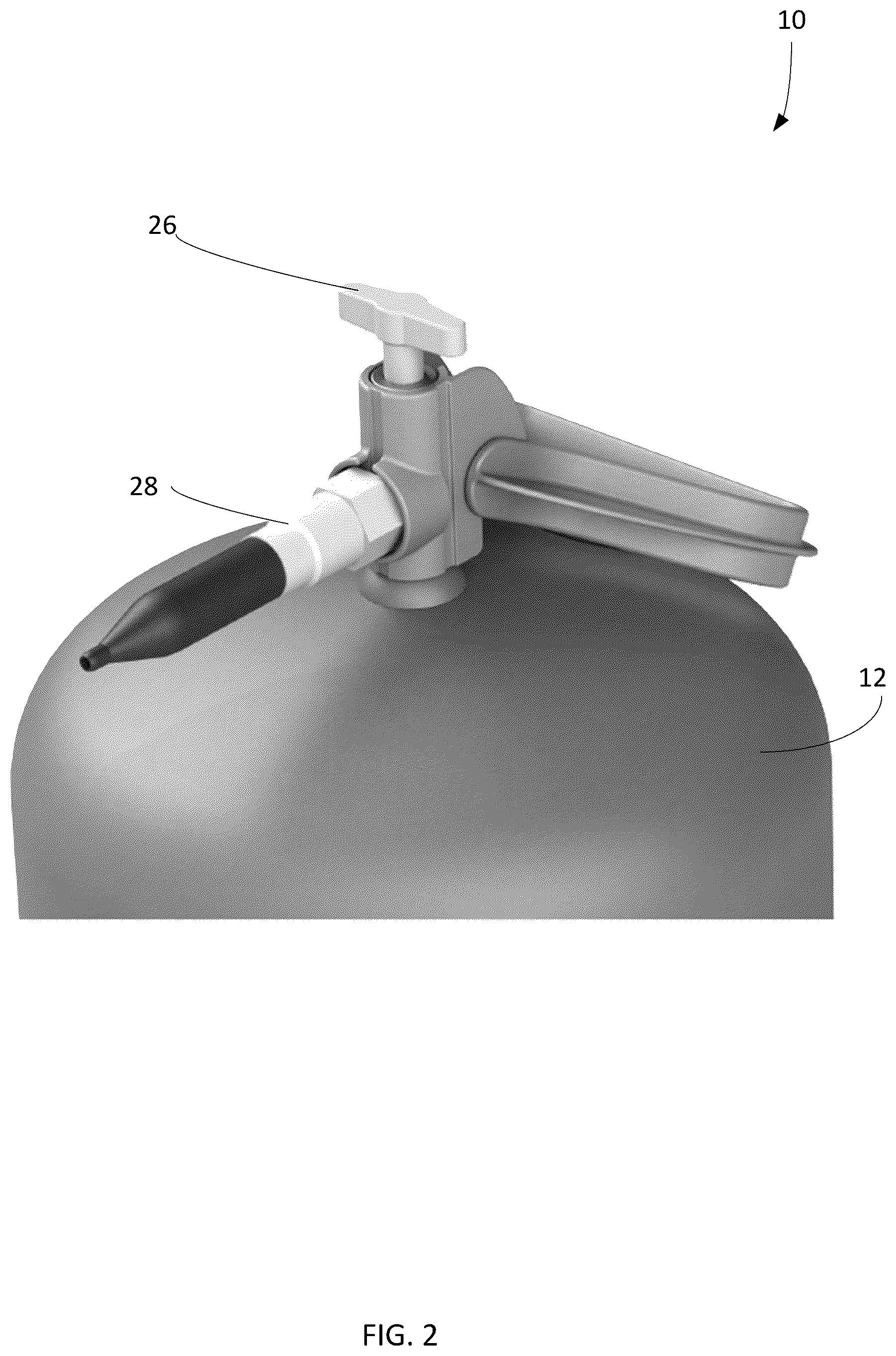Patent US12104750 Figure 2 – Handle assembly for a portable pressurized gas cylinder