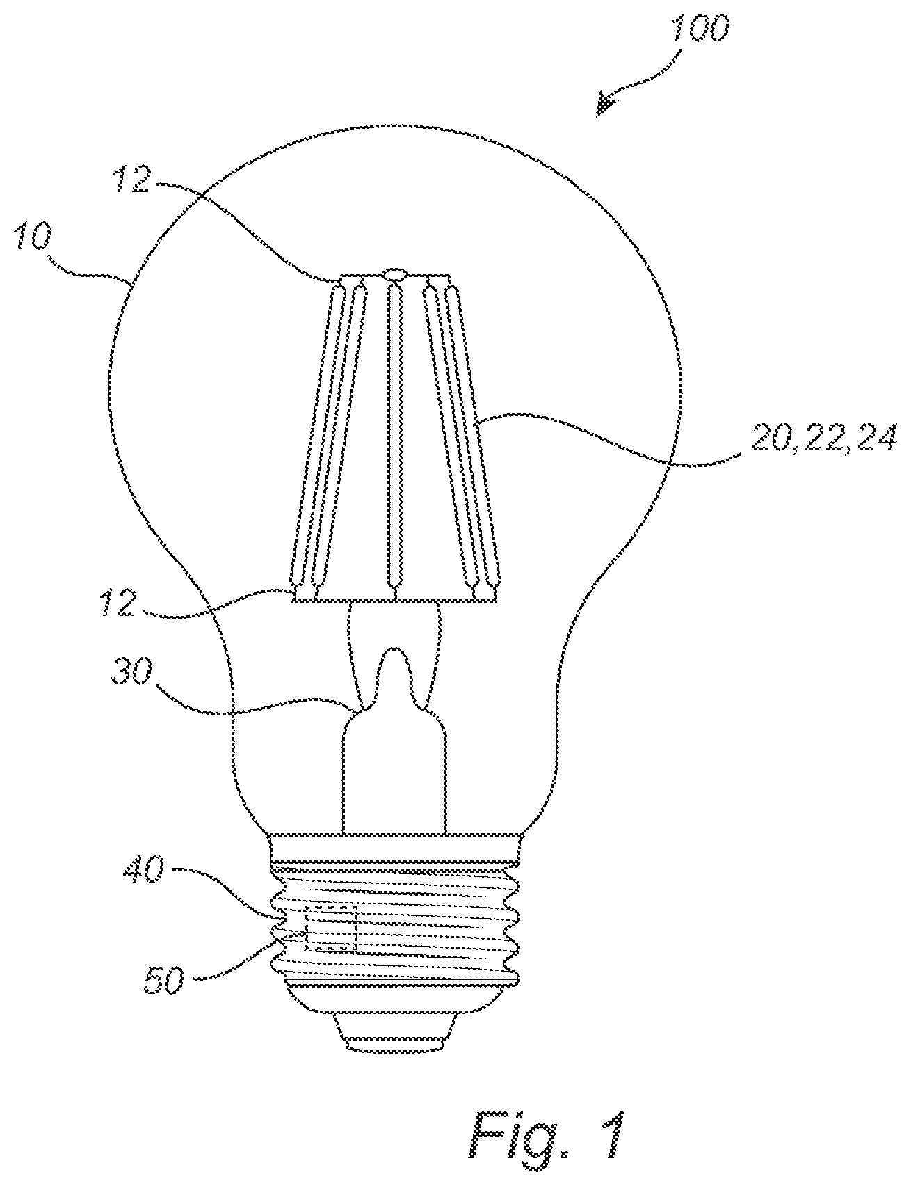 Patent US12104753 Figure 1 – Tunable LED filament