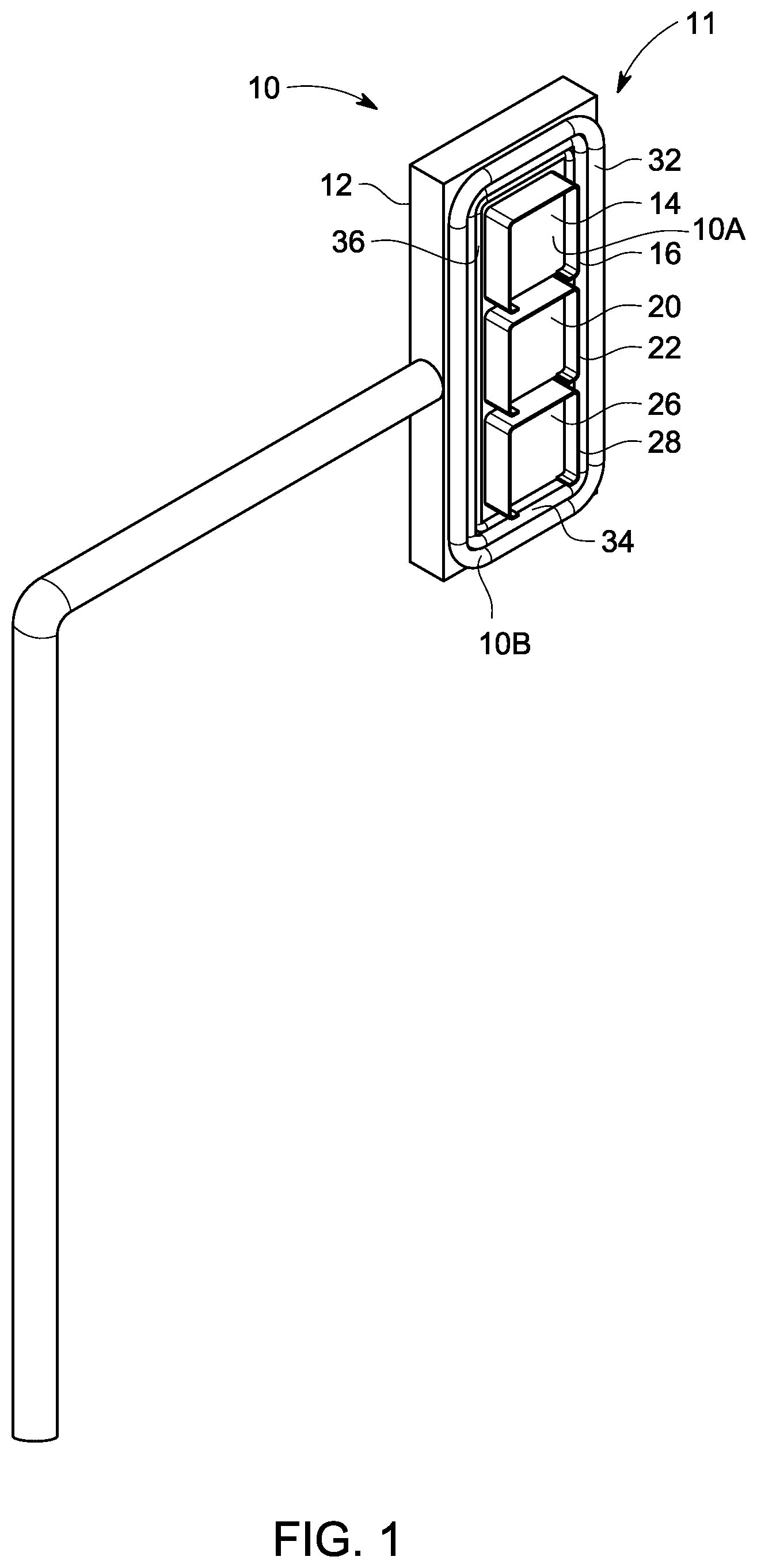 Patent US12104757 Figure 1 – Traffic signaling system