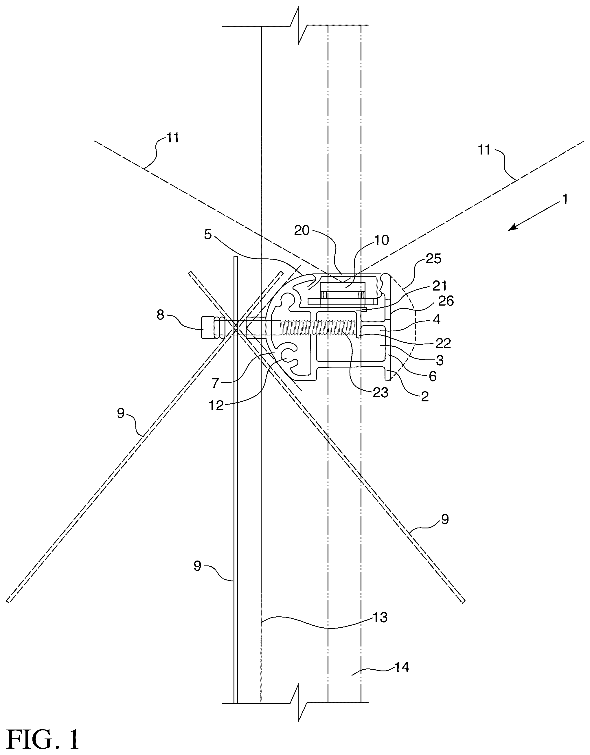 Patent US12104781 Figure 1 – Light rung for kinetic facade system