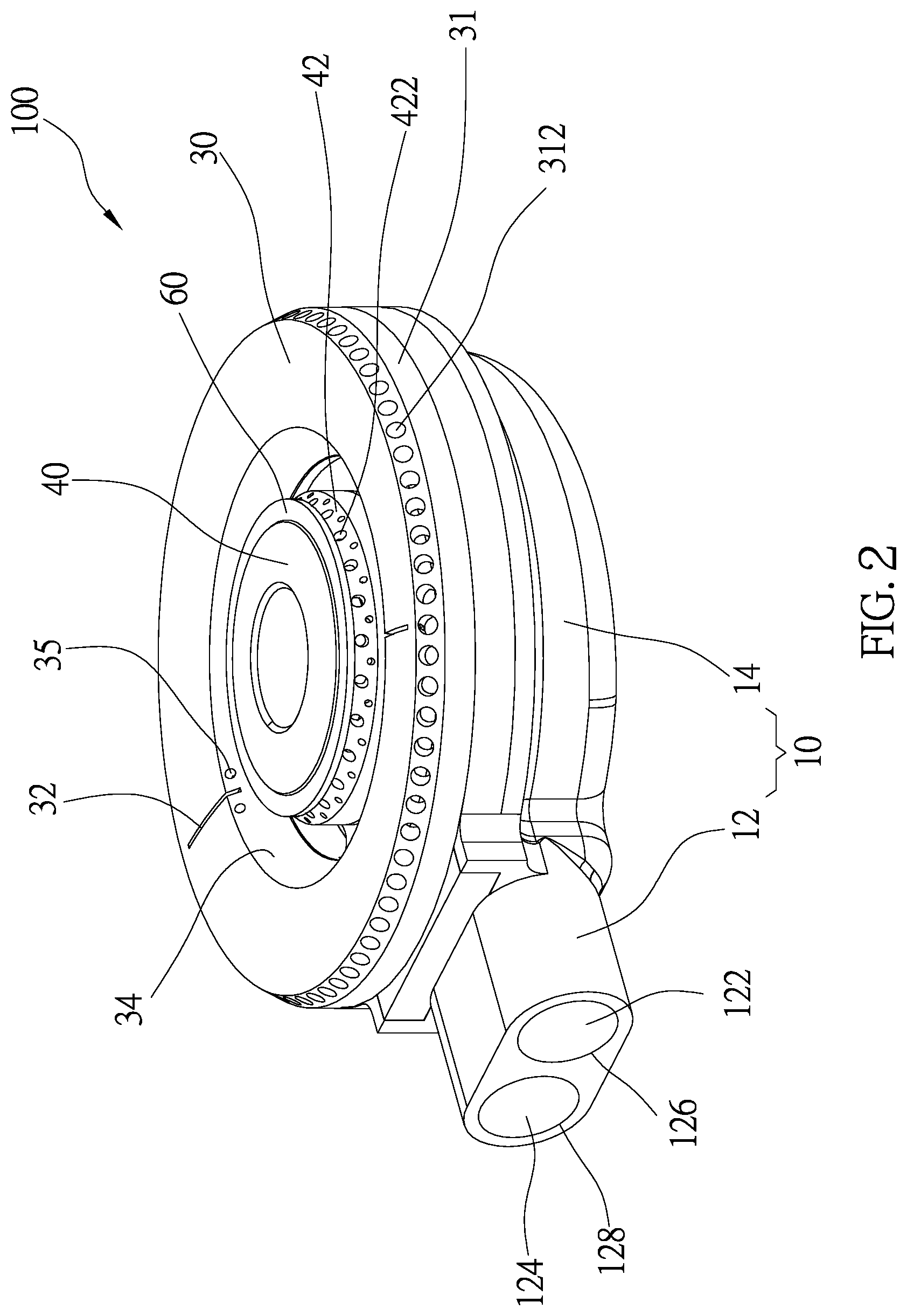 Patent US12104786 Figure 2 – Burner of gas stove