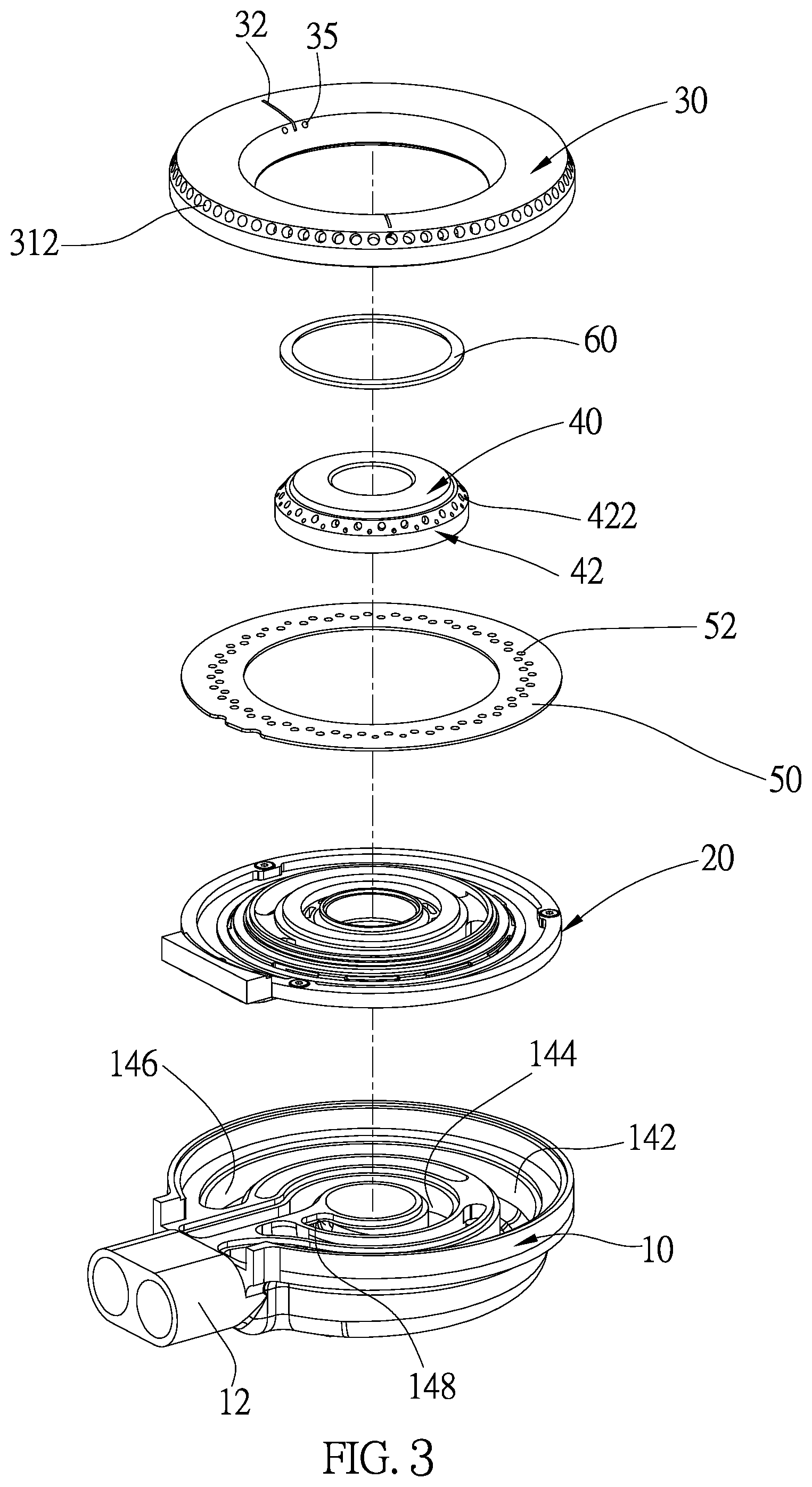 Patent US12104786 Figure 3 – Burner of gas stove
