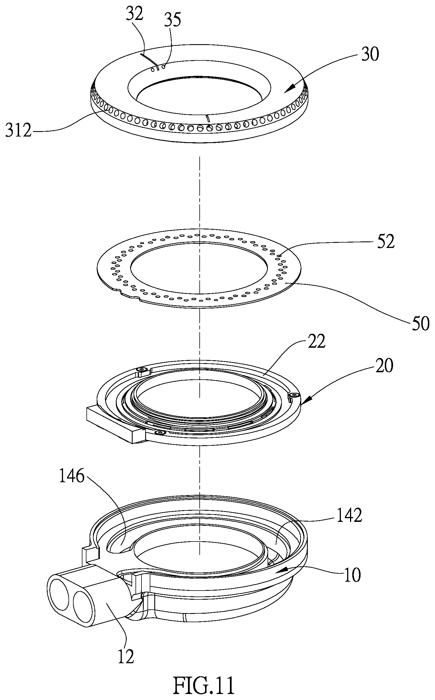 Patent US12104786 Figure 11 – Burner of gas stove