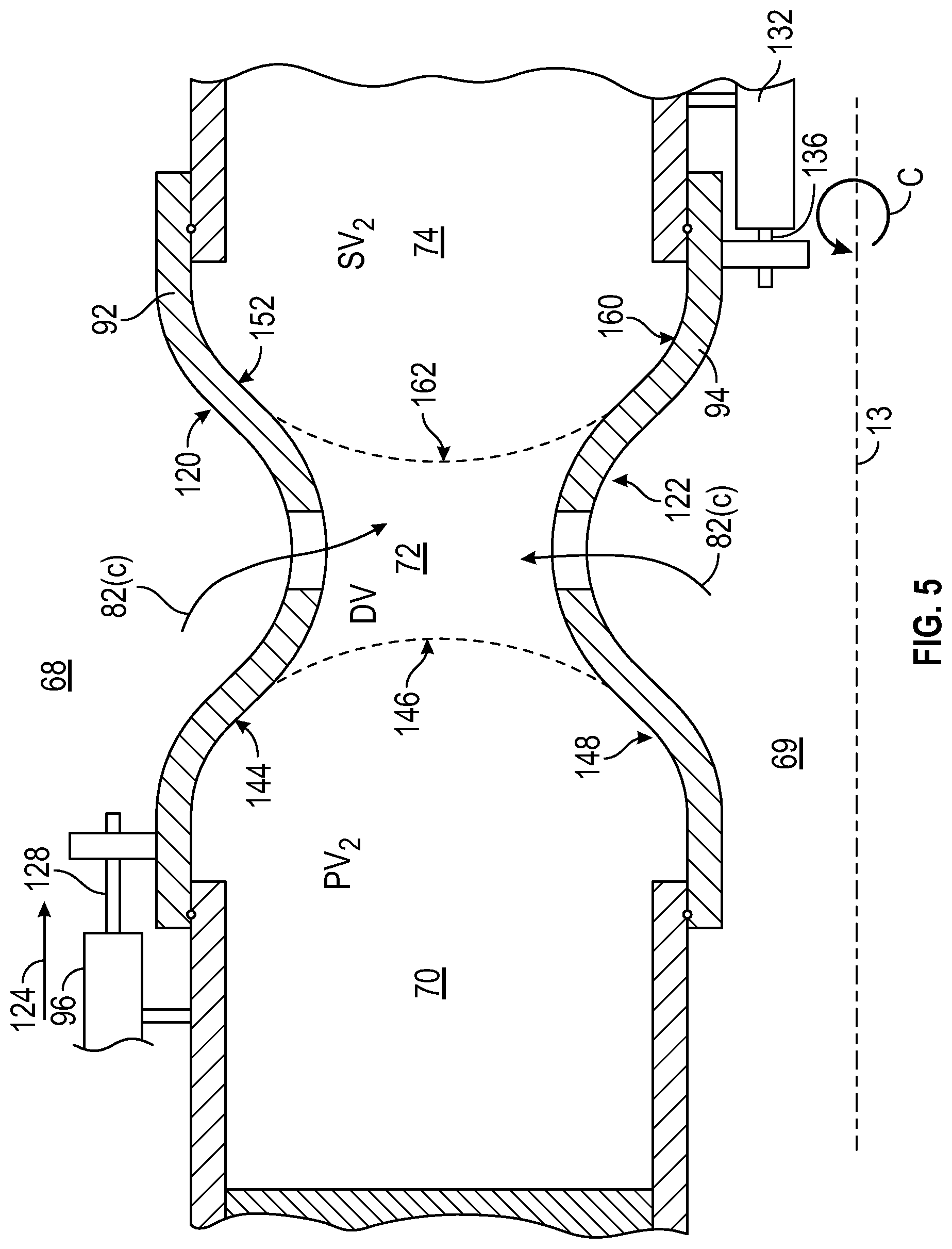 Patent US12104795 Figure 5 – Combustor with a variable primary zone combustion chamber