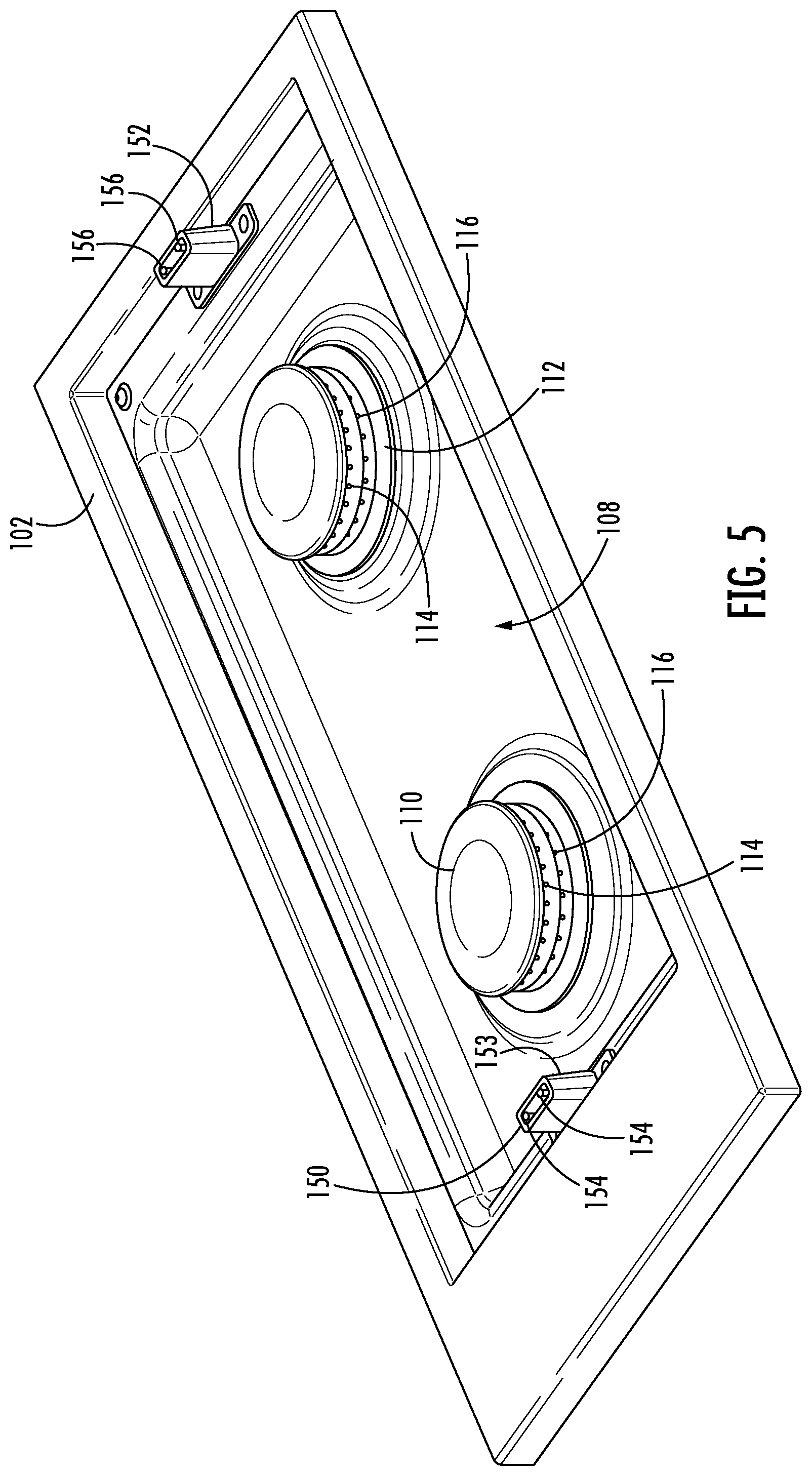 Patent US12104800 Figure 5 – Cooktop appliance with a cantilevered temperature sensor