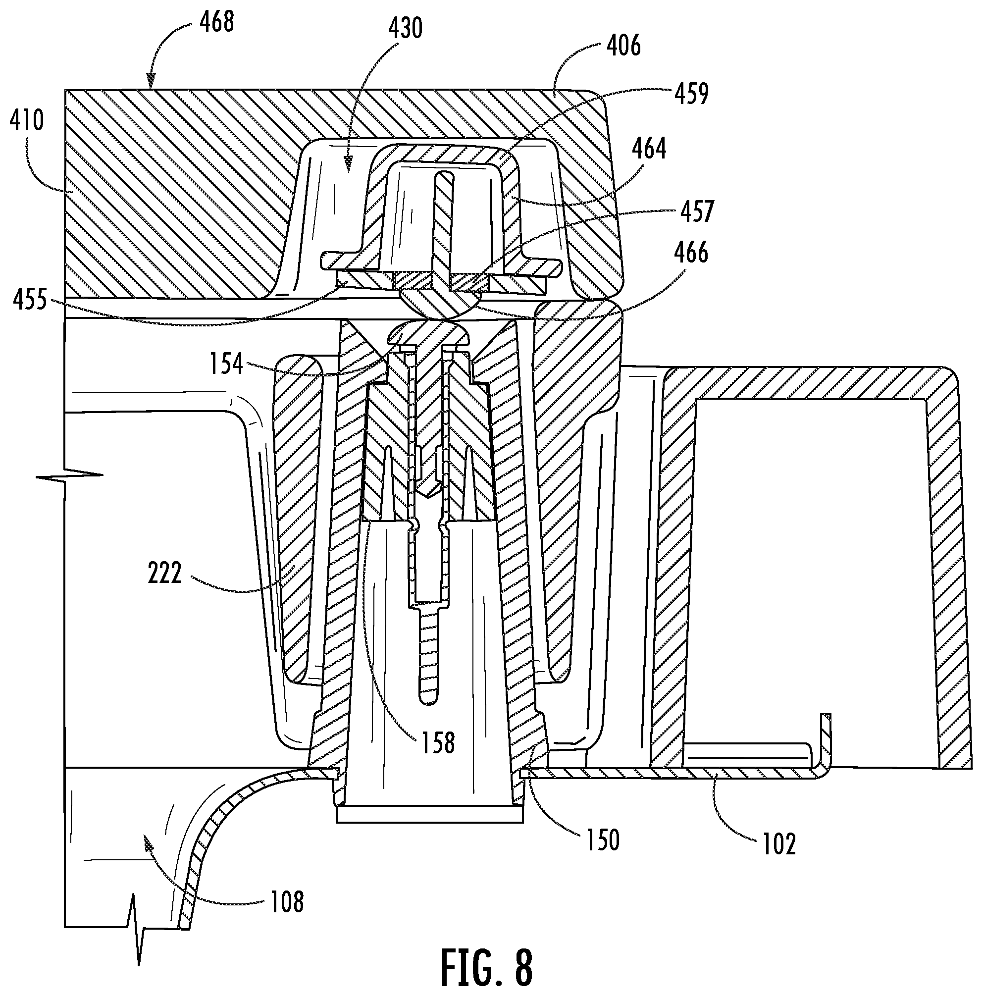 Patent US12104800 Figure 8 – Cooktop appliance with a cantilevered temperature sensor