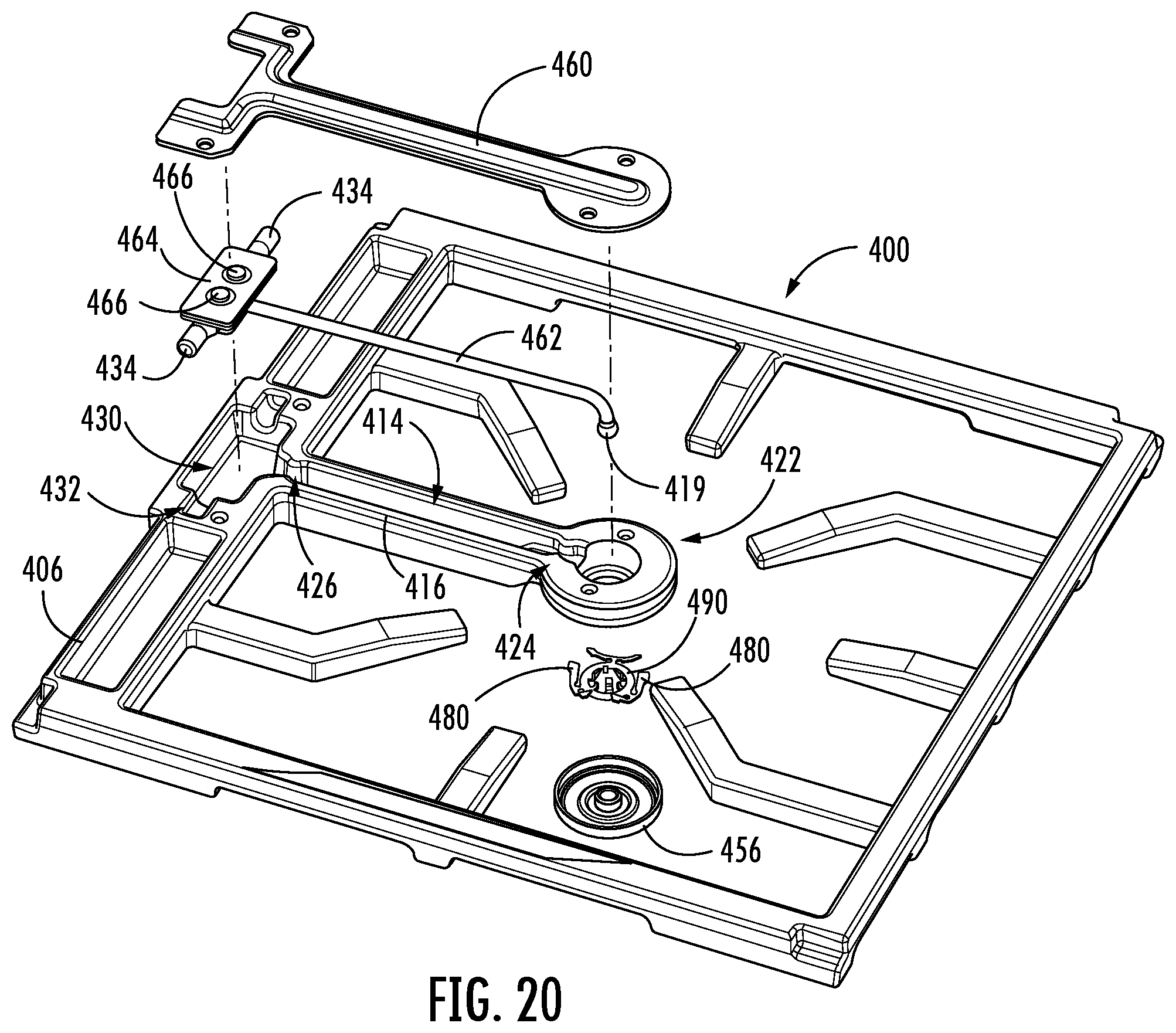 Patent US12104800 Figure 20 – Cooktop appliance with a cantilevered temperature sensor