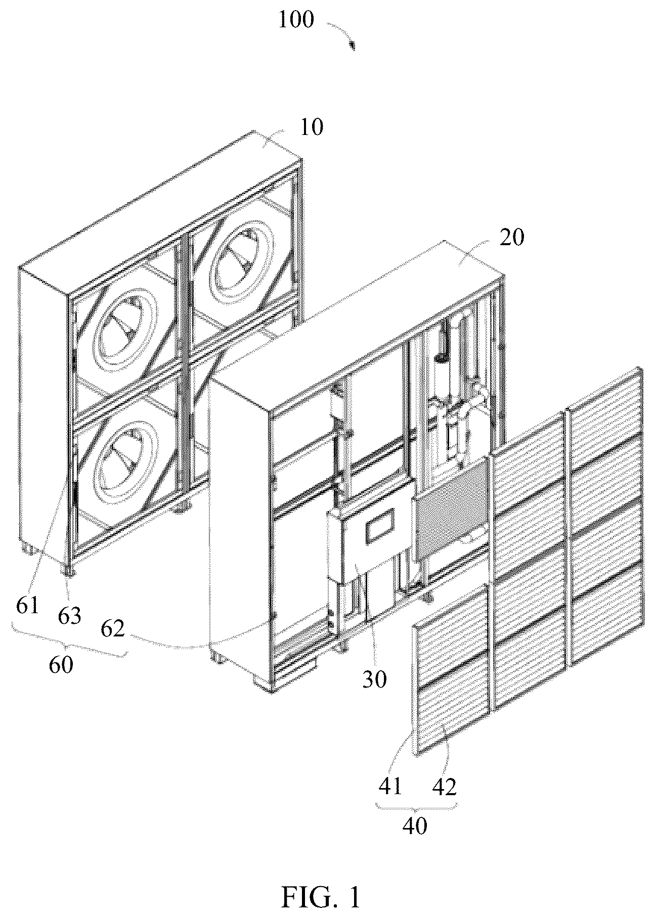Patent US12104804 Figure 1 – Ventilation wall system and data center
