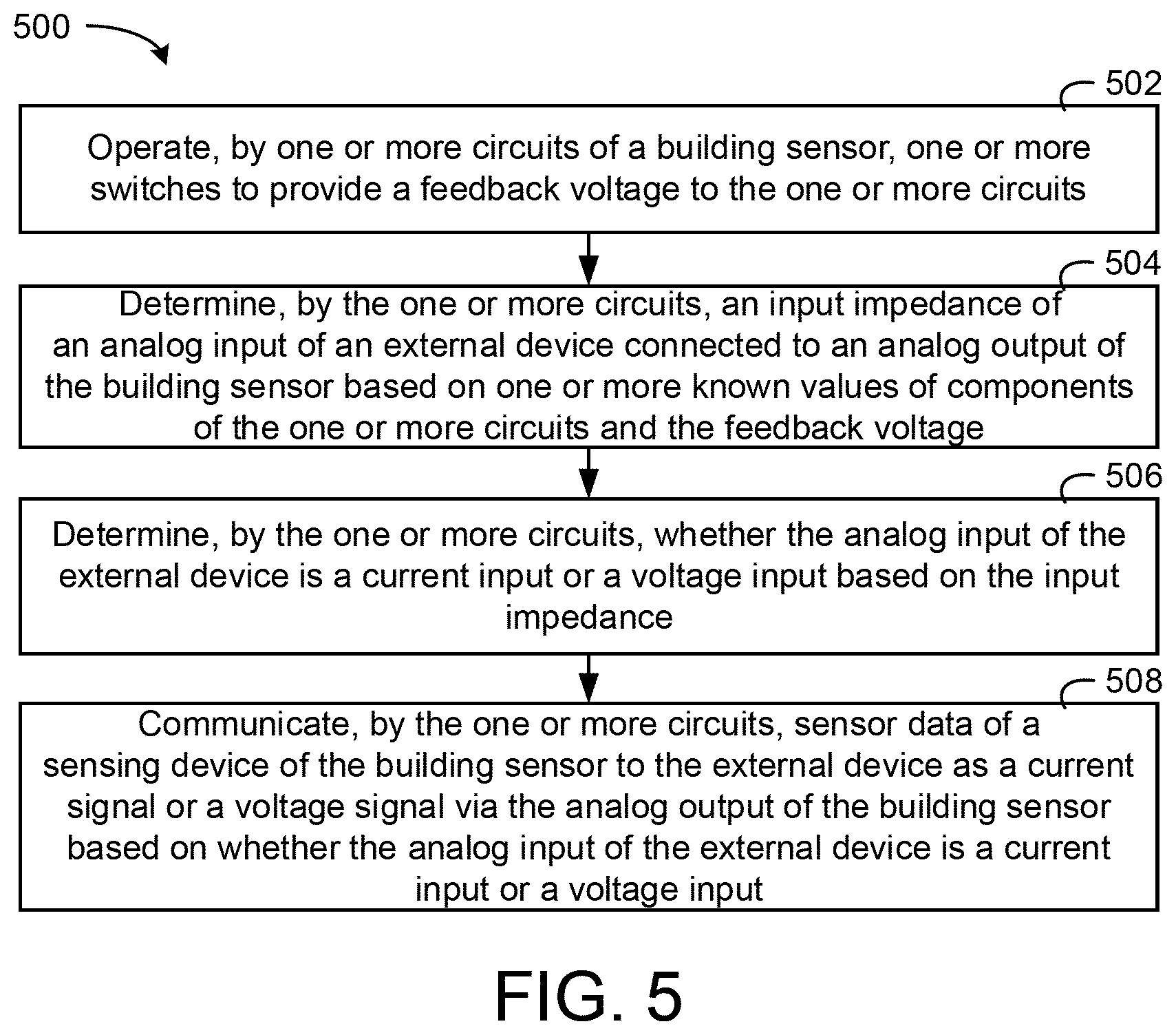 Patent US12104808 Figure 5 – Building sensor with self-configuring analog output circuit with fault detection
