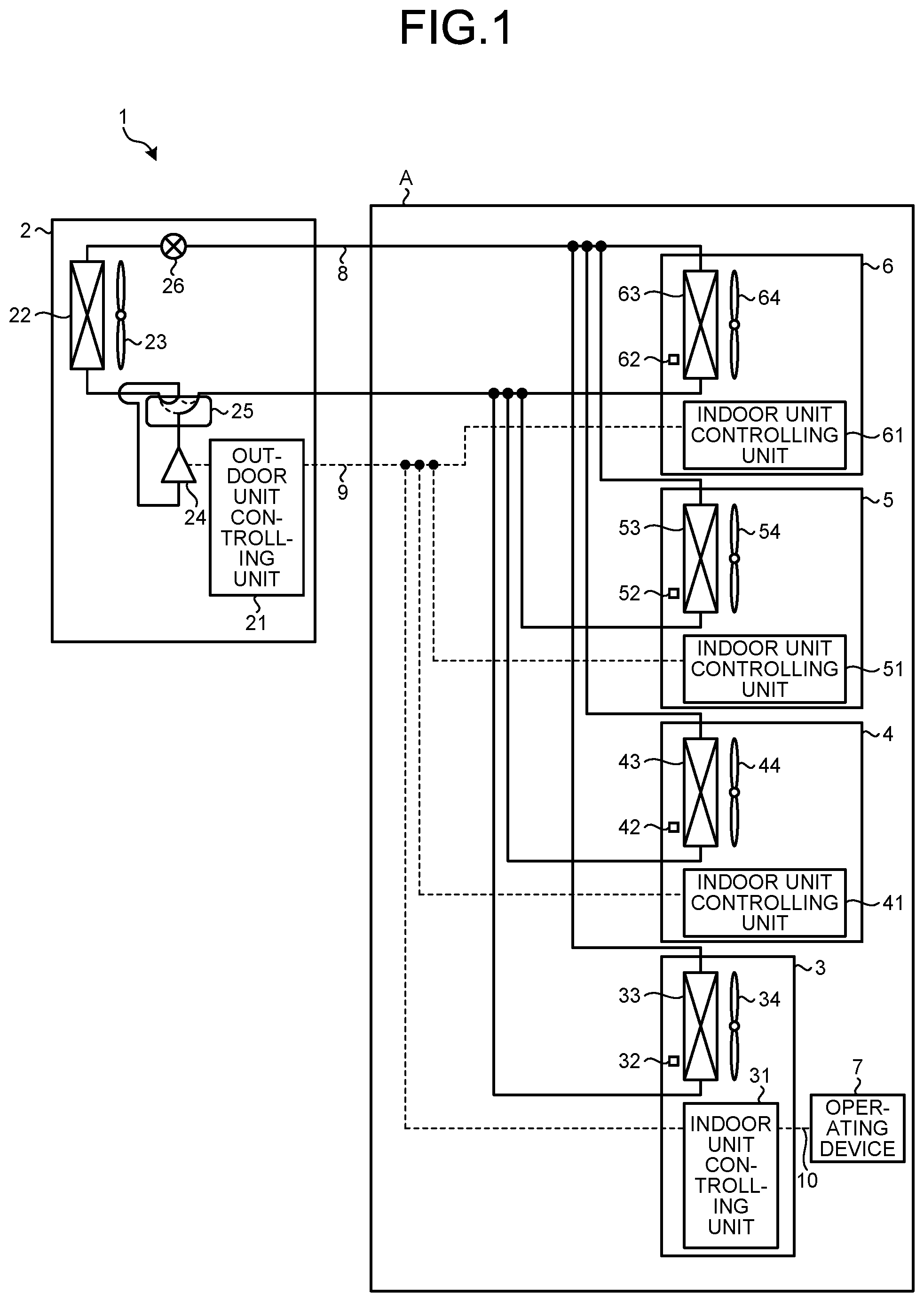 Patent US12104811 Figure 1 – Air conditioner with temperature prediction capability