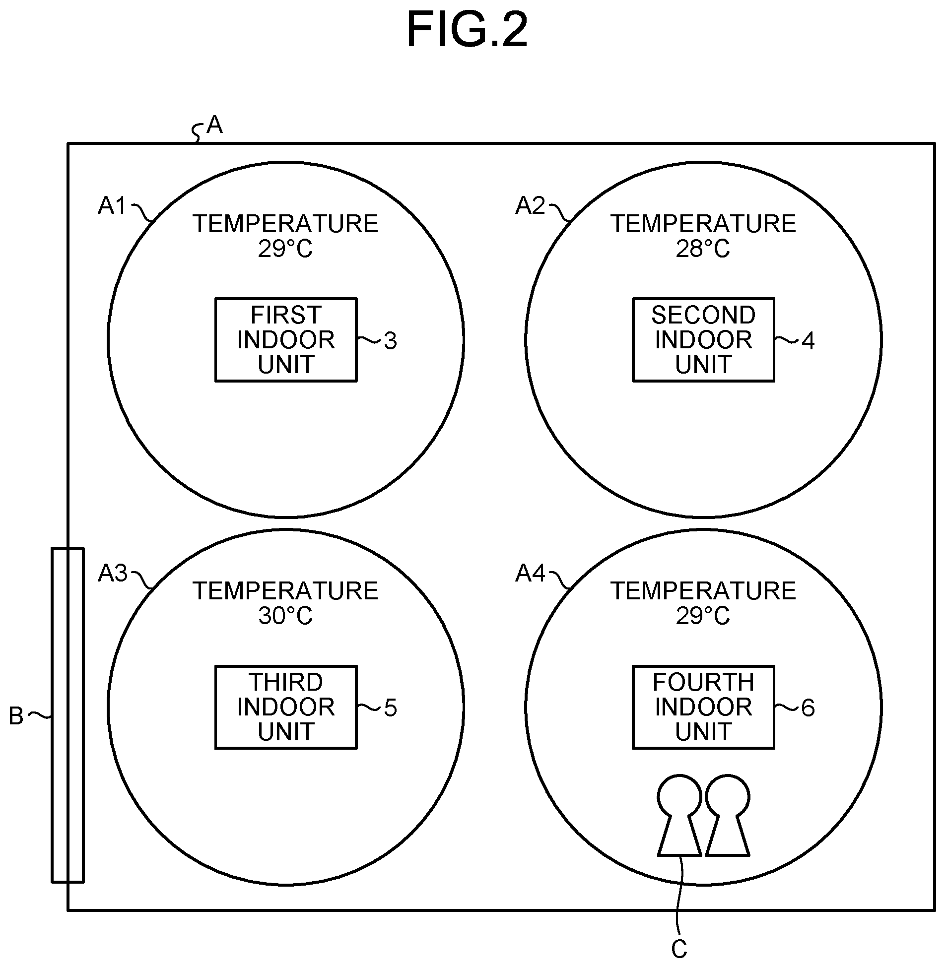 Patent US12104811 Figure 2 – Air conditioner with temperature prediction capability