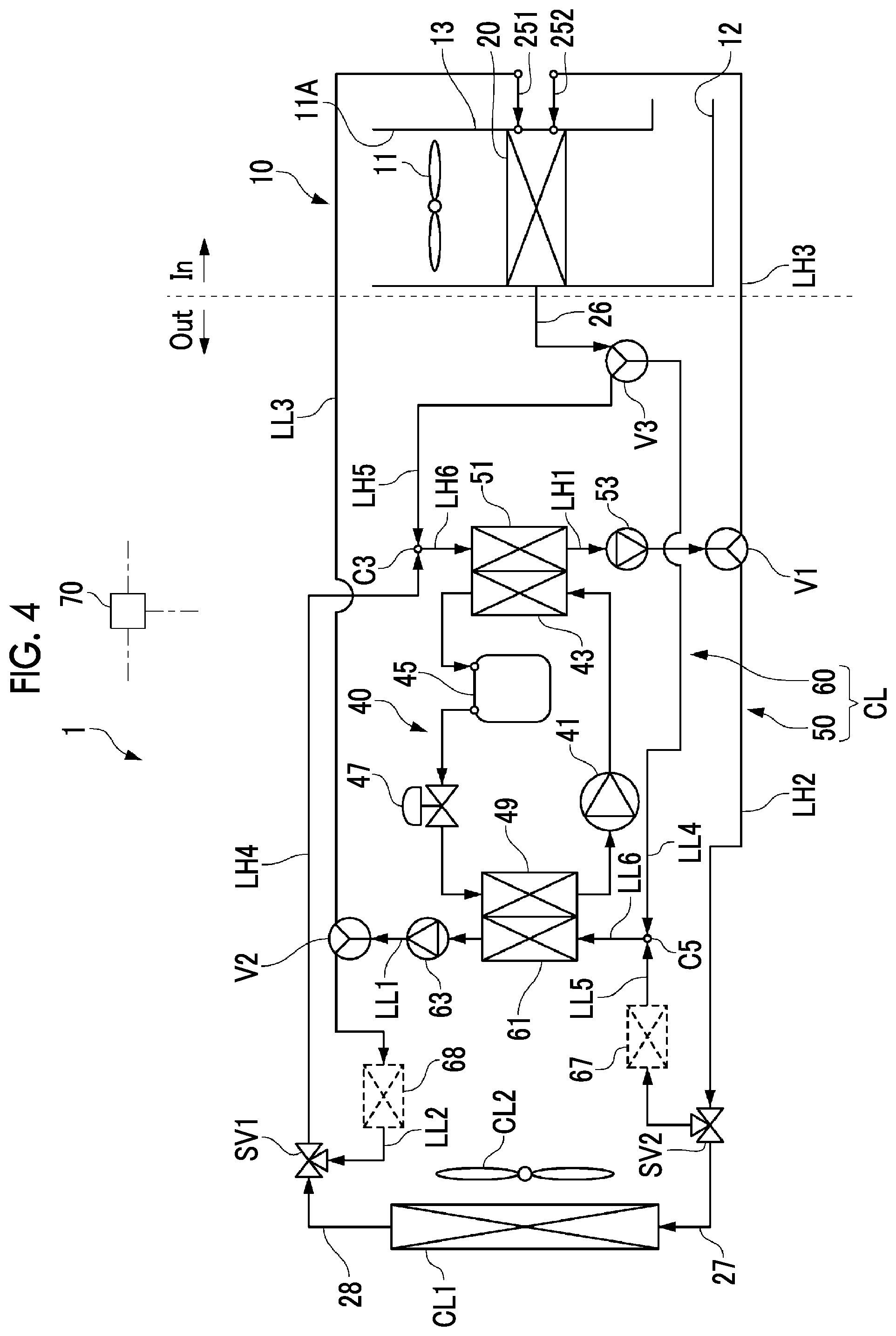 Patent US12104819 Figure 4 – Air-conditioning unit, heat exchanger, and air conditioner