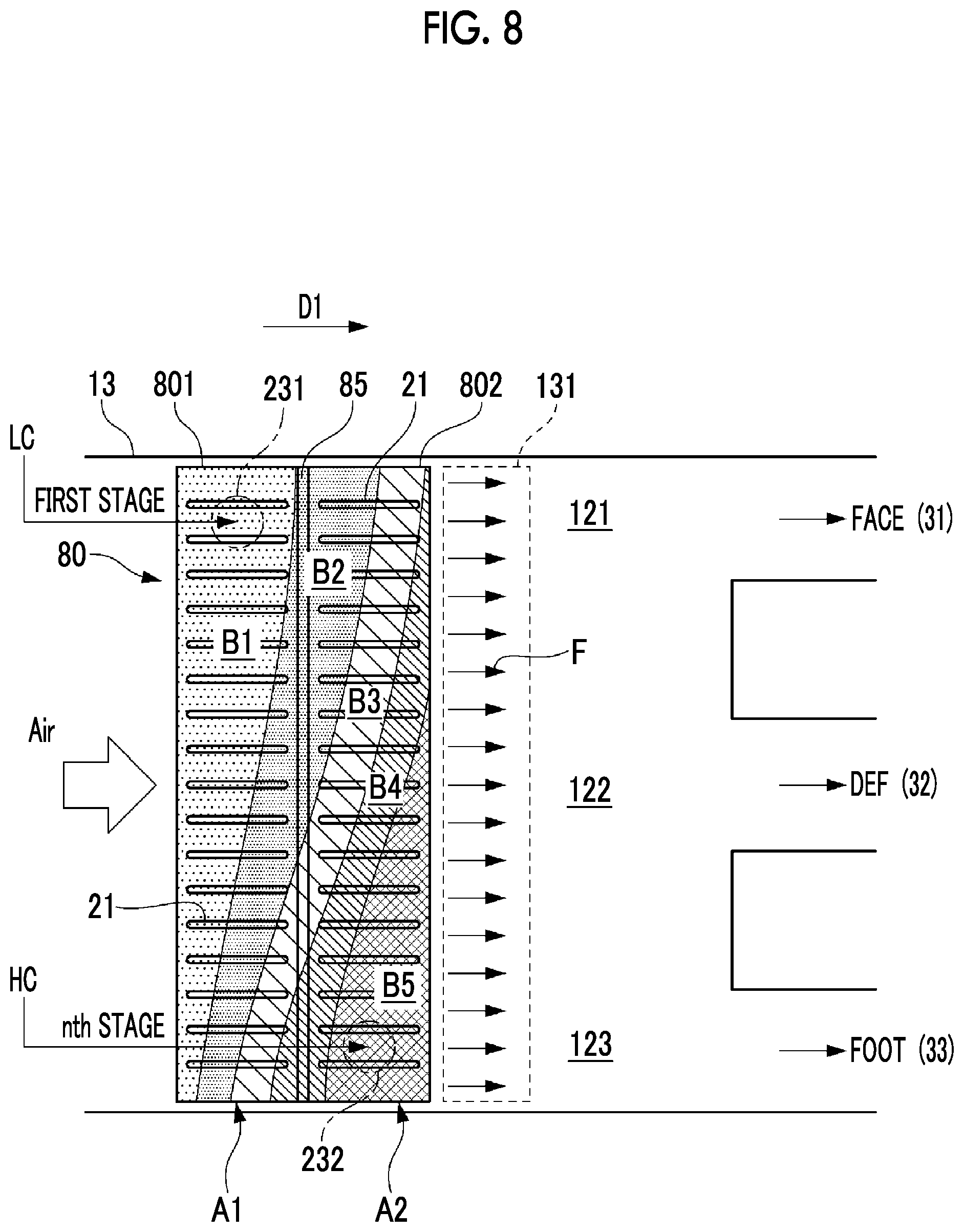 Patent US12104819 Figure 8 – Air-conditioning unit, heat exchanger, and air conditioner