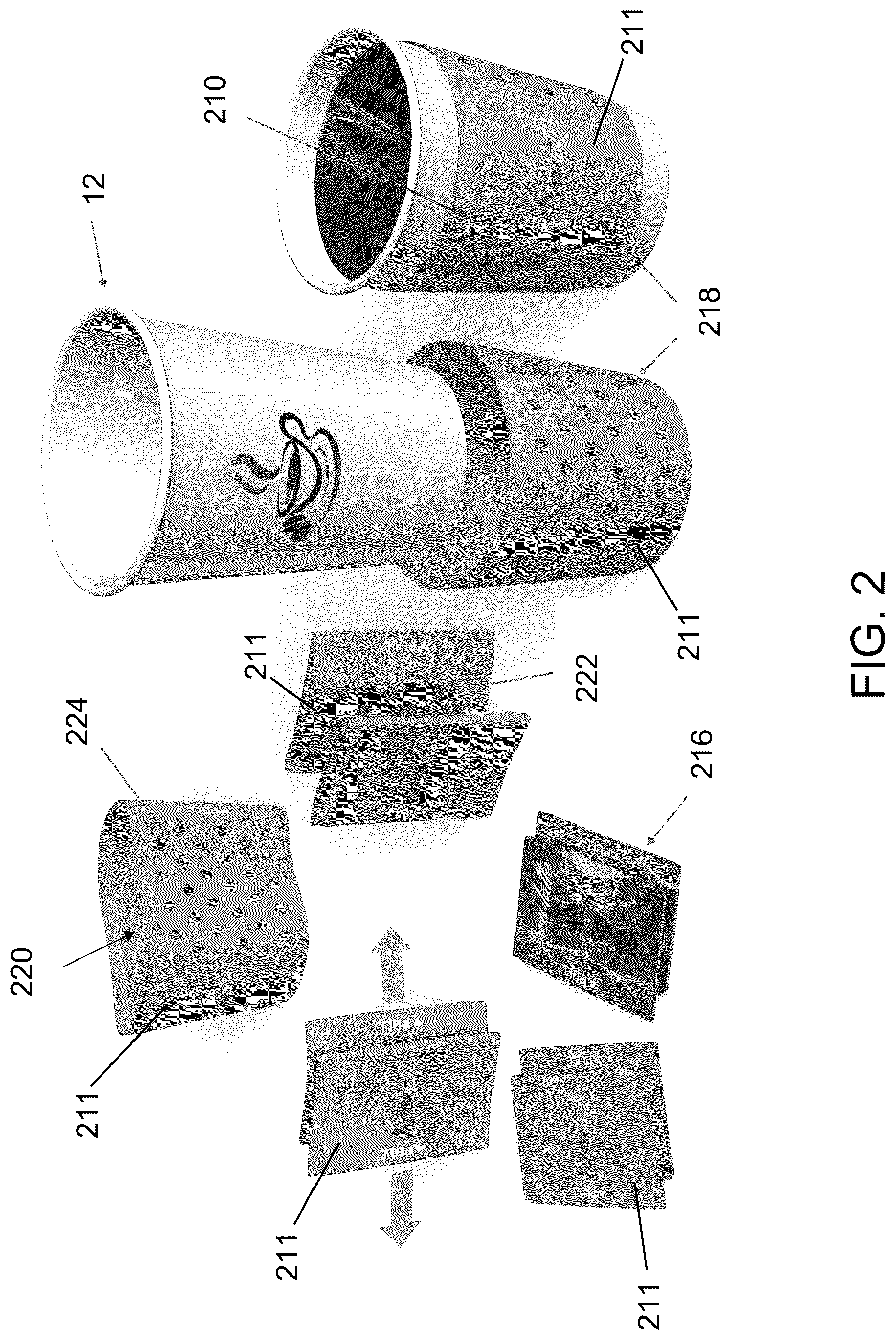 Patent US12104829 Figure 2 – Disposable devices for heating beverage containers